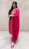 Rani Pink Silk Embroidered Zari Kurta Set