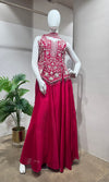 Pink Embroidered Peplum & Palazzo Set