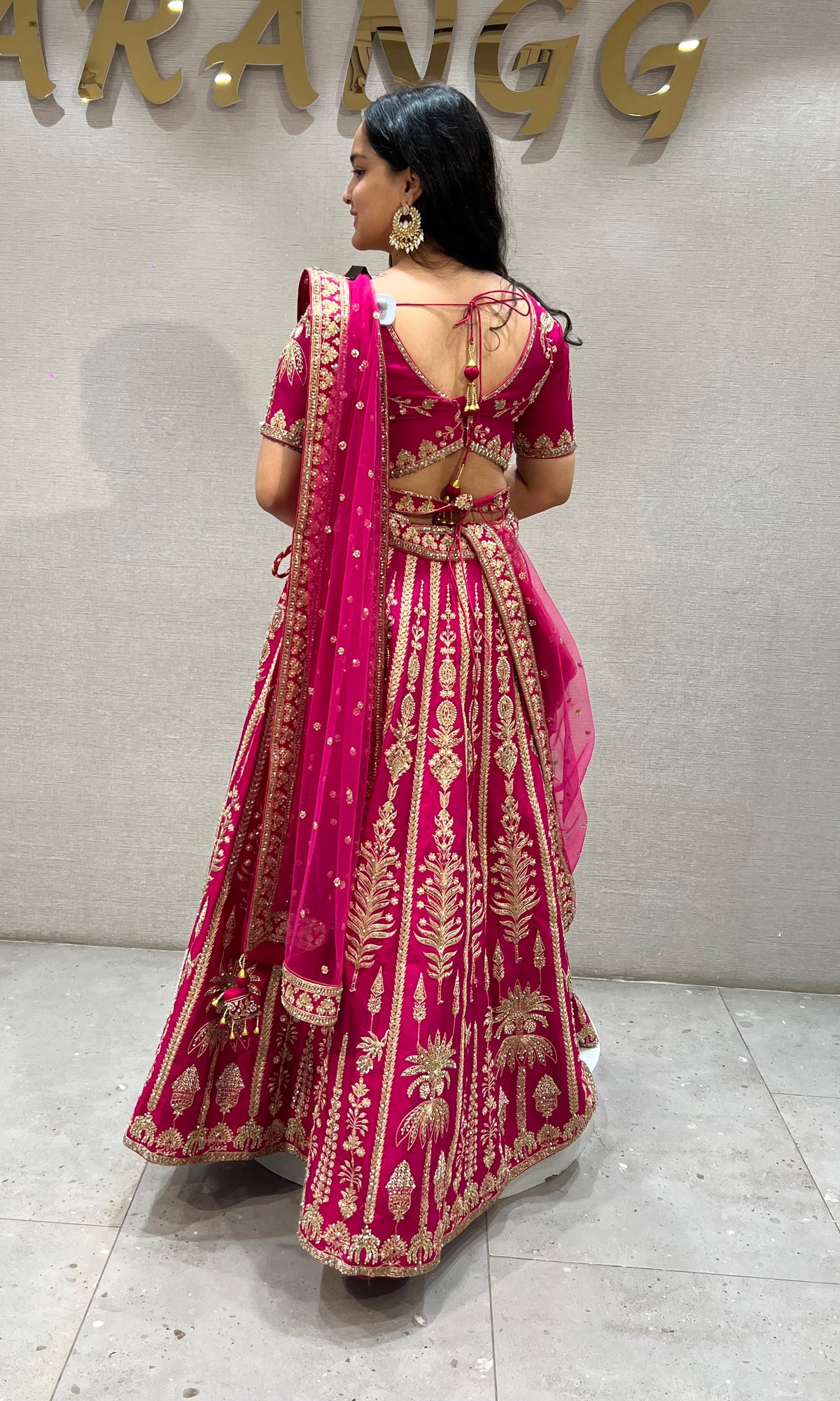 Pink GOLDEN INTRICATE EMBROIDERED Lehenga