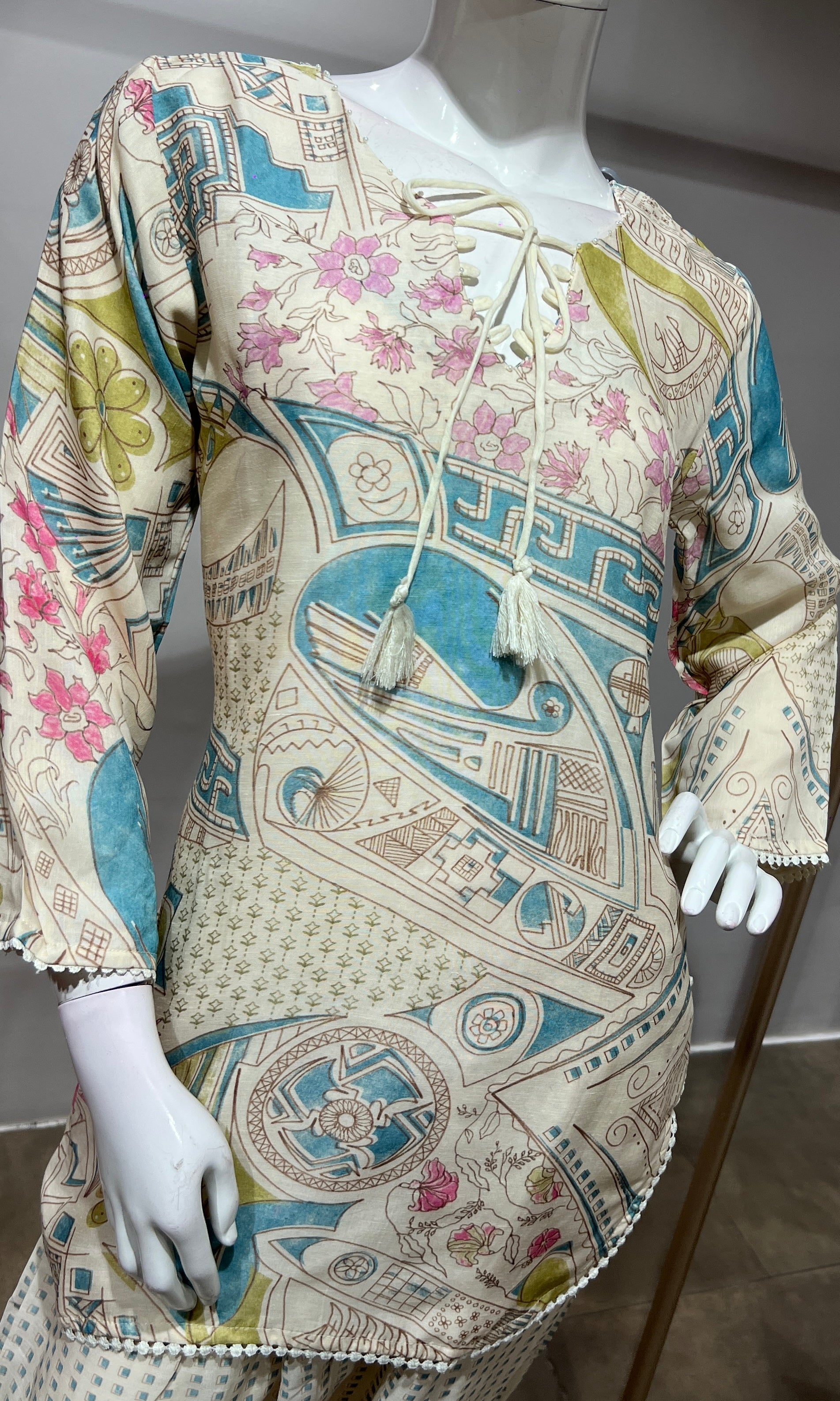 Blue Pastel Floral Printed Farsi salwar