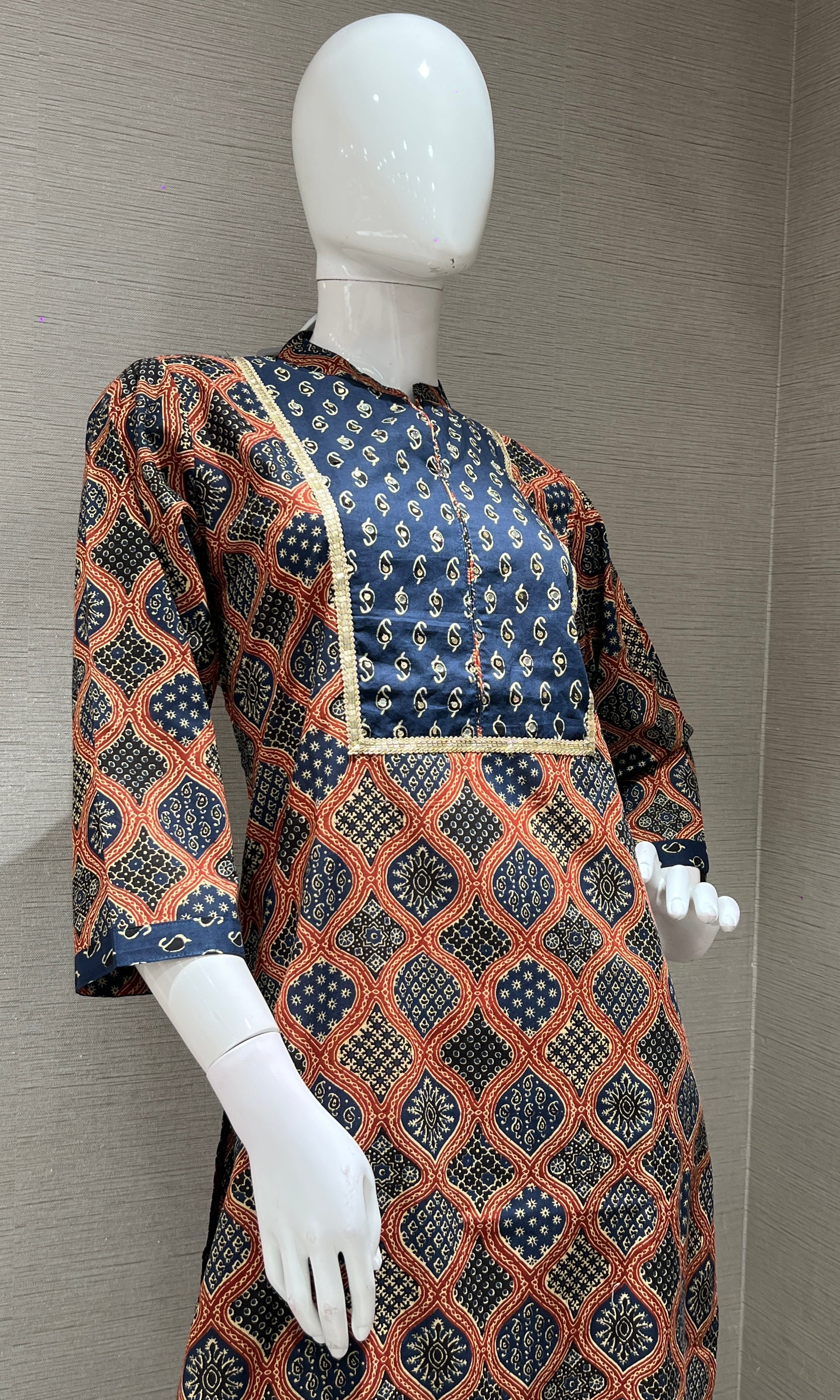 Blue INTRICATE PRINTED KURTA SET