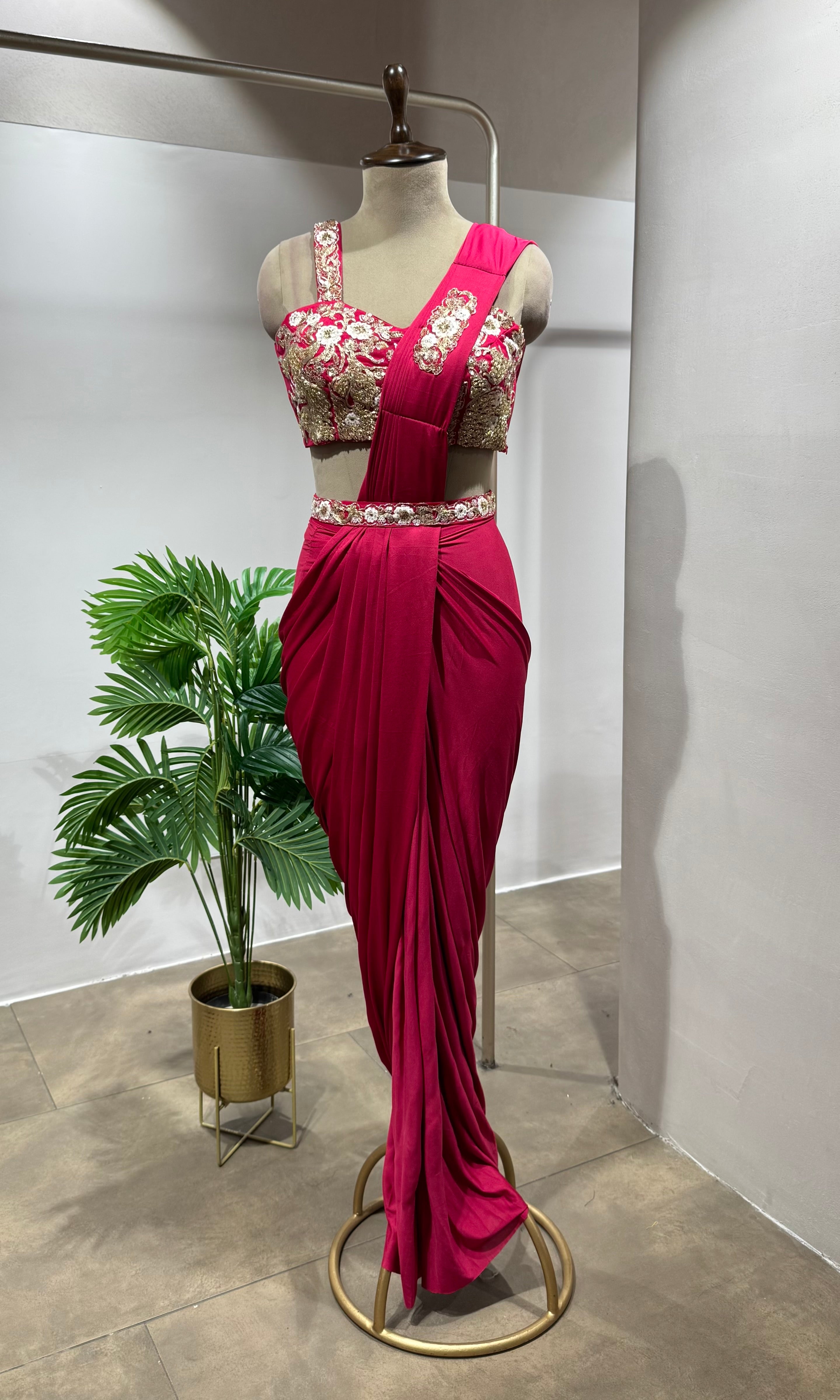 RANI DRAPE SAREE WITH CORSET BLOUSE & BELT