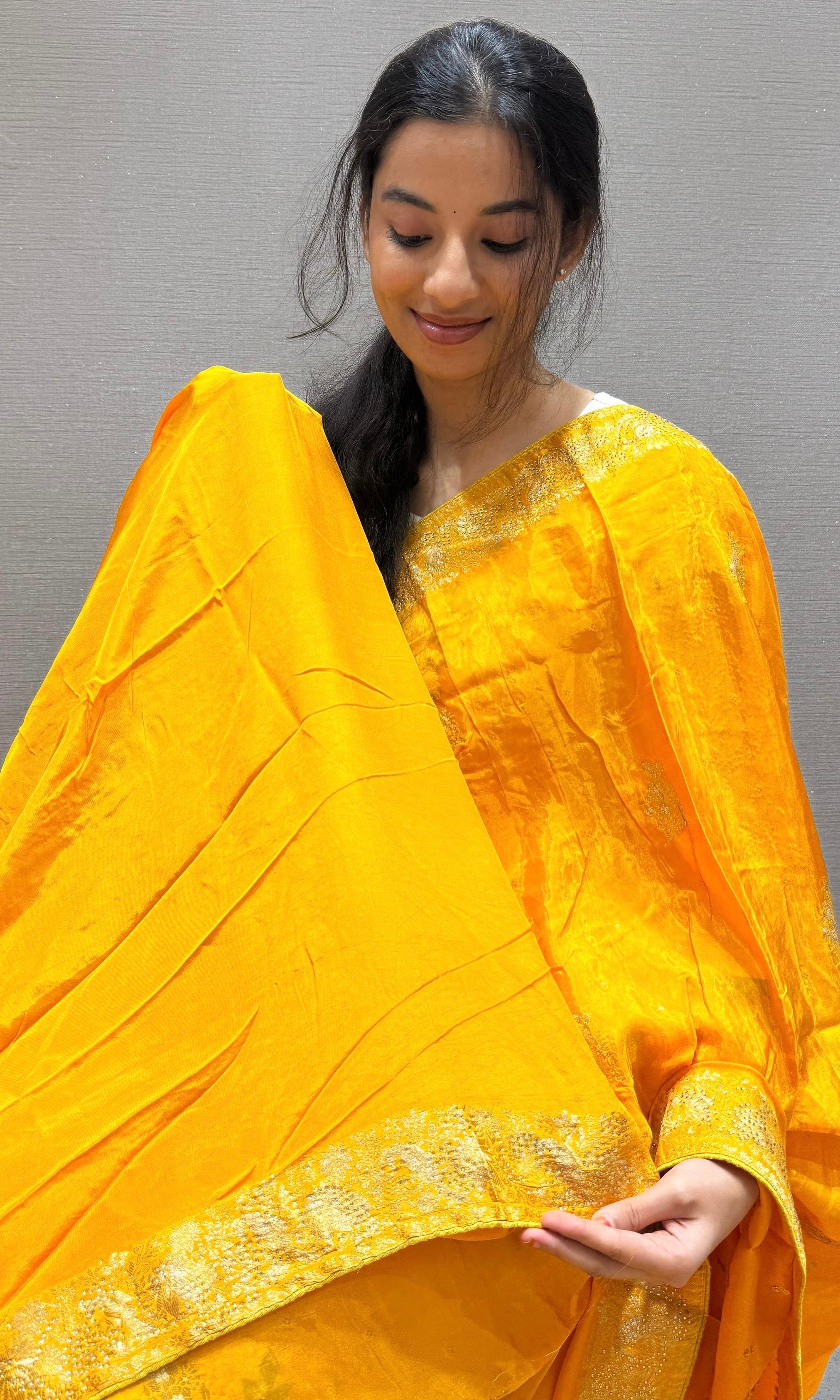 Gold Yellow Banarasi saree