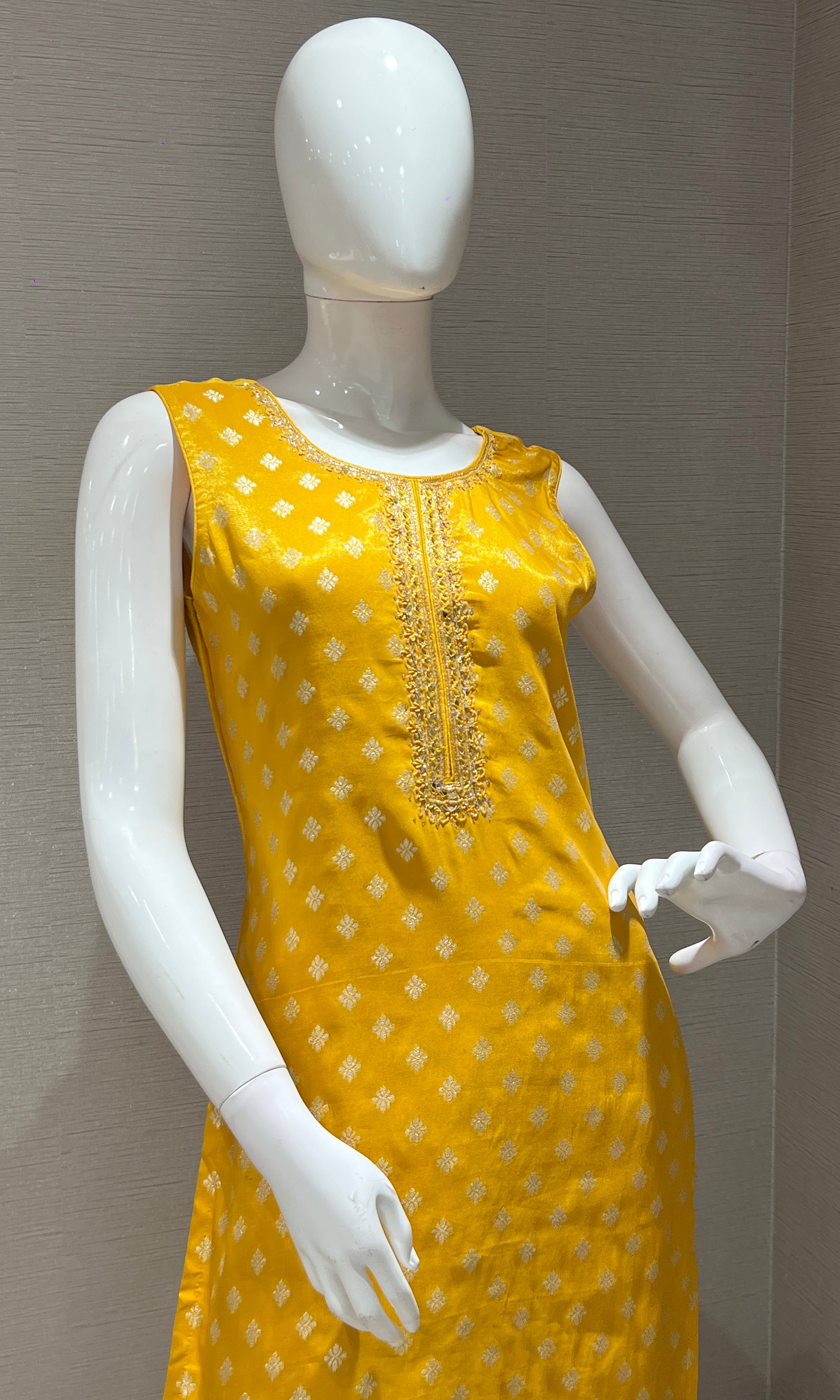 Mustard Yellow BANARASI Embroidered Kurta Set