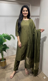 Mehandi green silk-blend kurta set