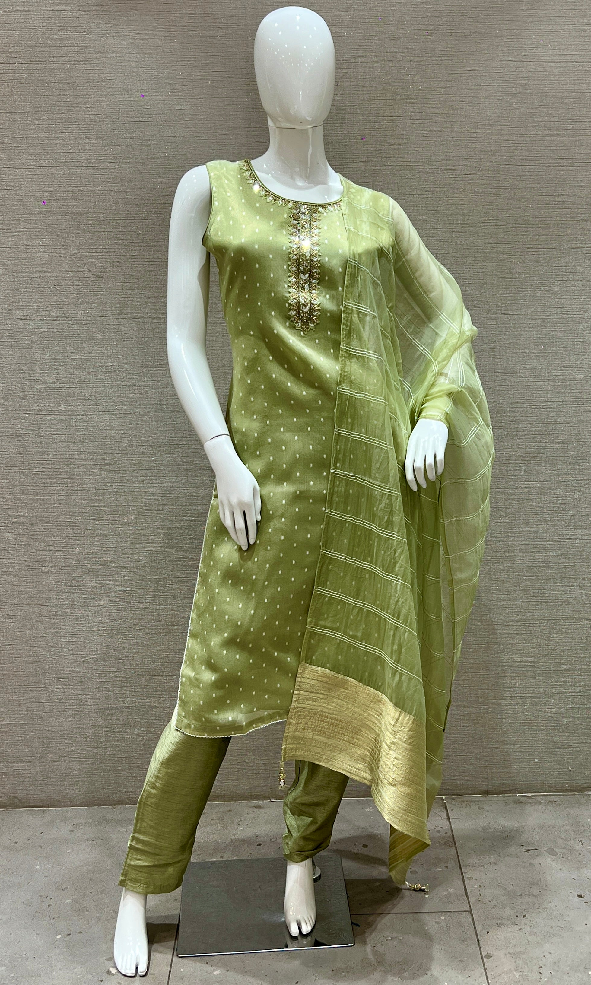 Pista green kurta set