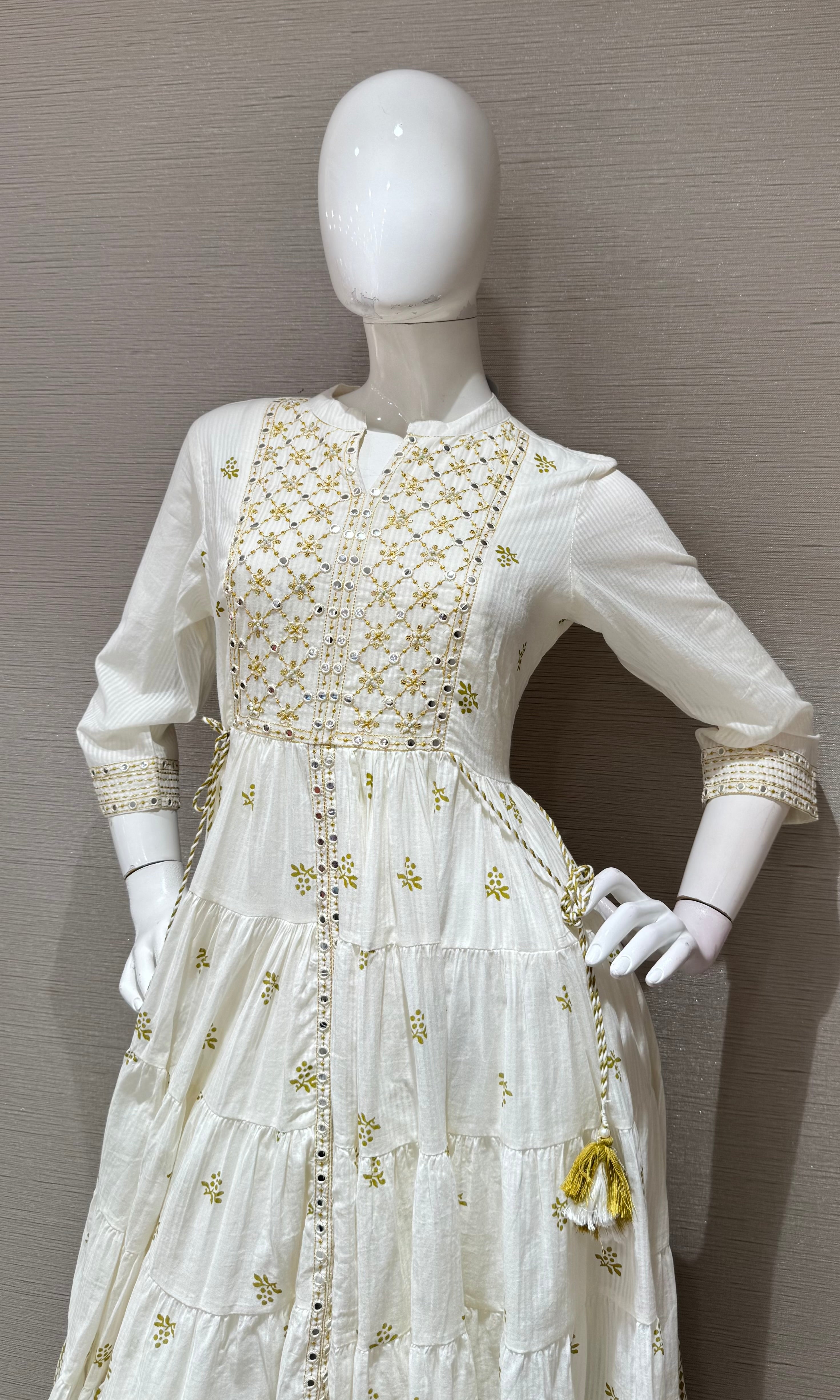 Green printed anarkali set with dupatta