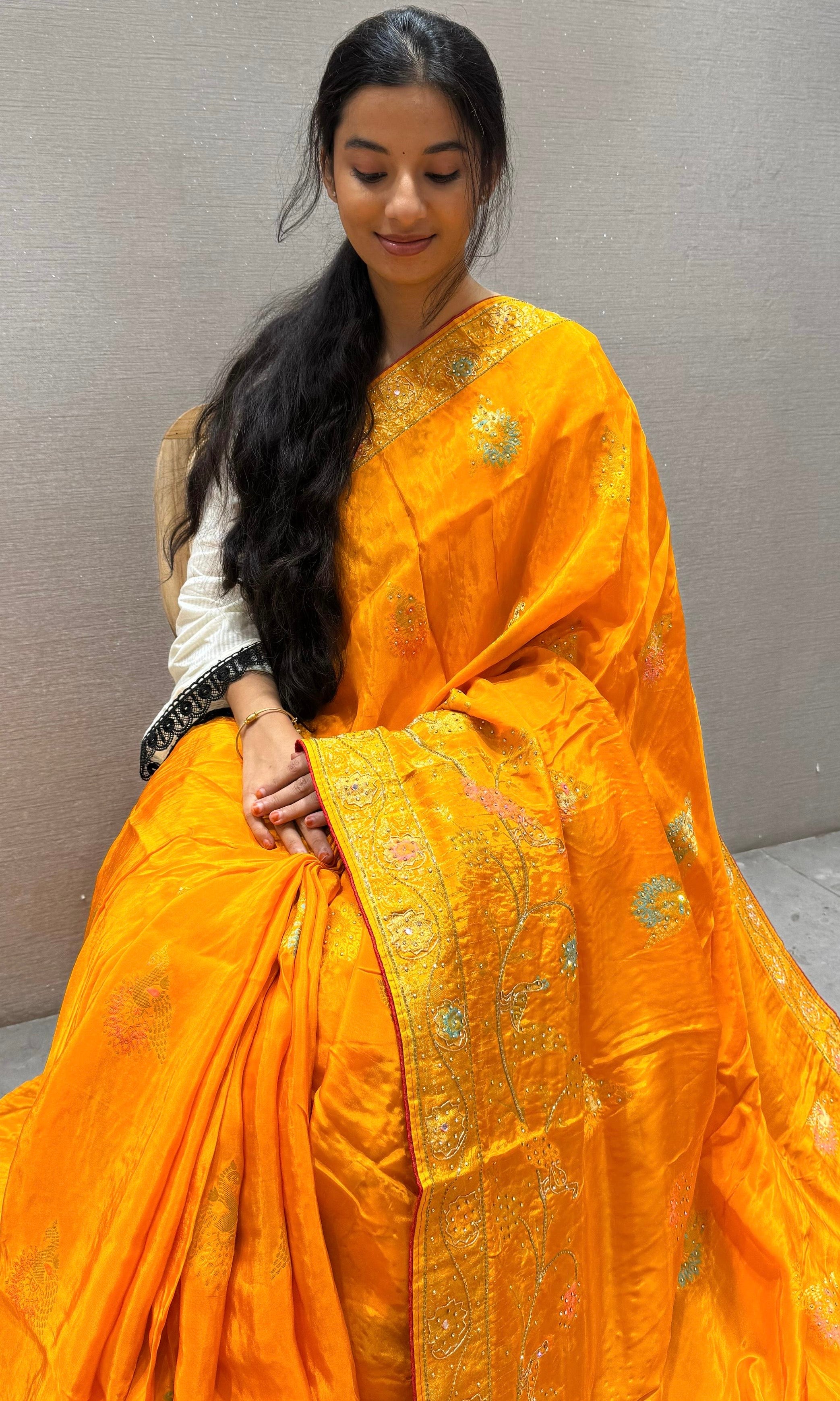 Gold Yellow Banarasi saree