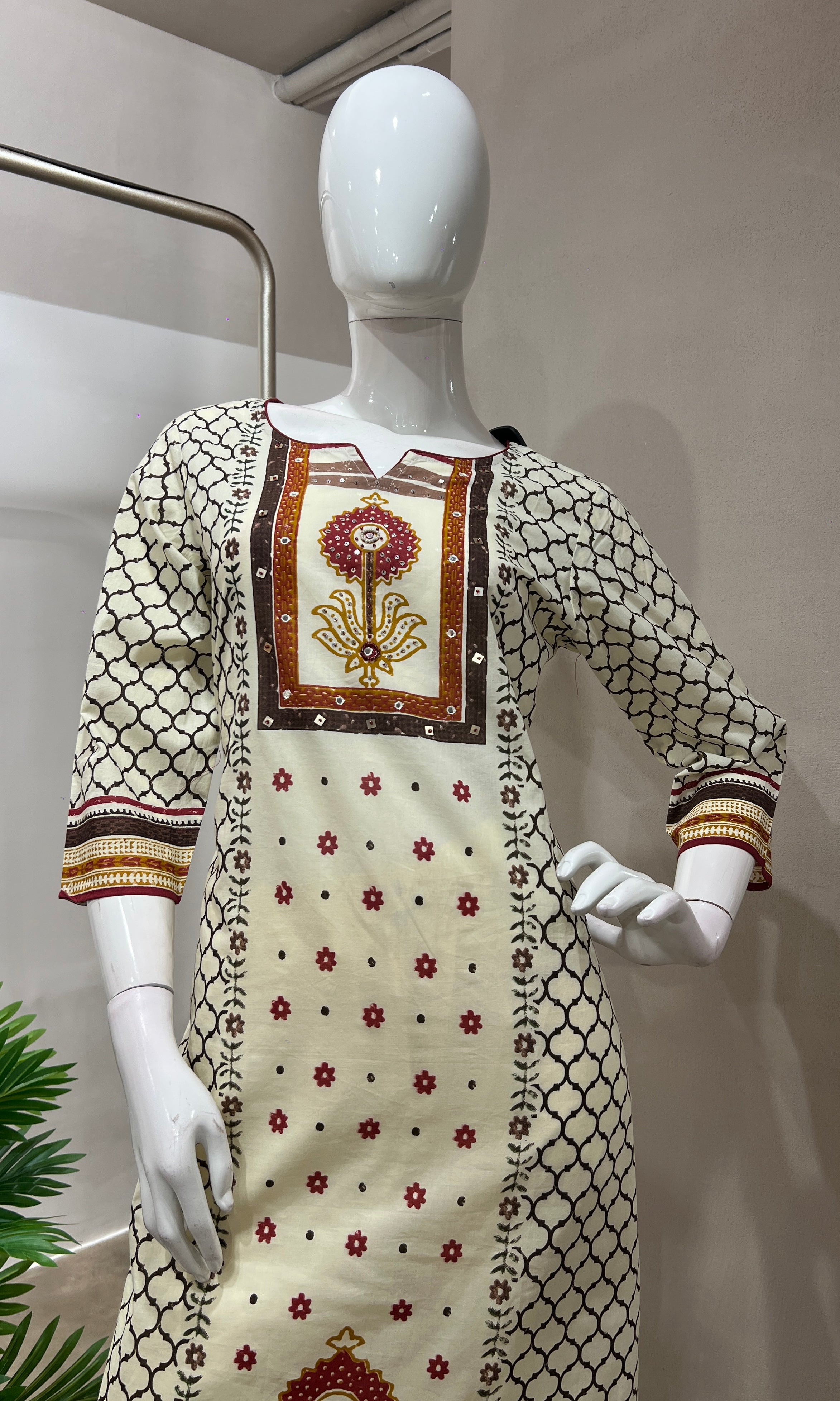 Red ETHNIC PRINTED kurta set
