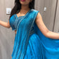 💙P Blue (#copper sulfate blue) Lehenga with attached drape dupatta💙