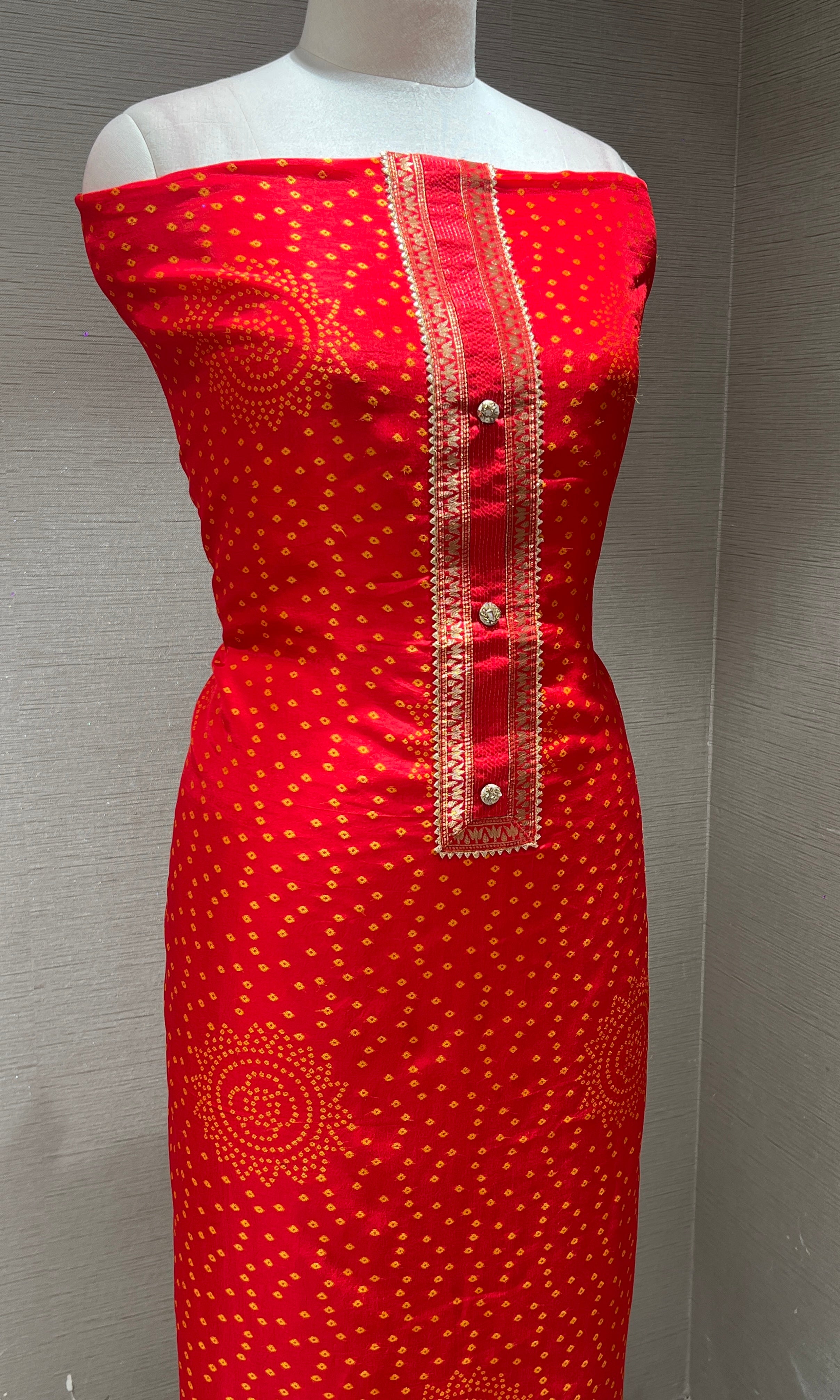 Red dress material (party wear)