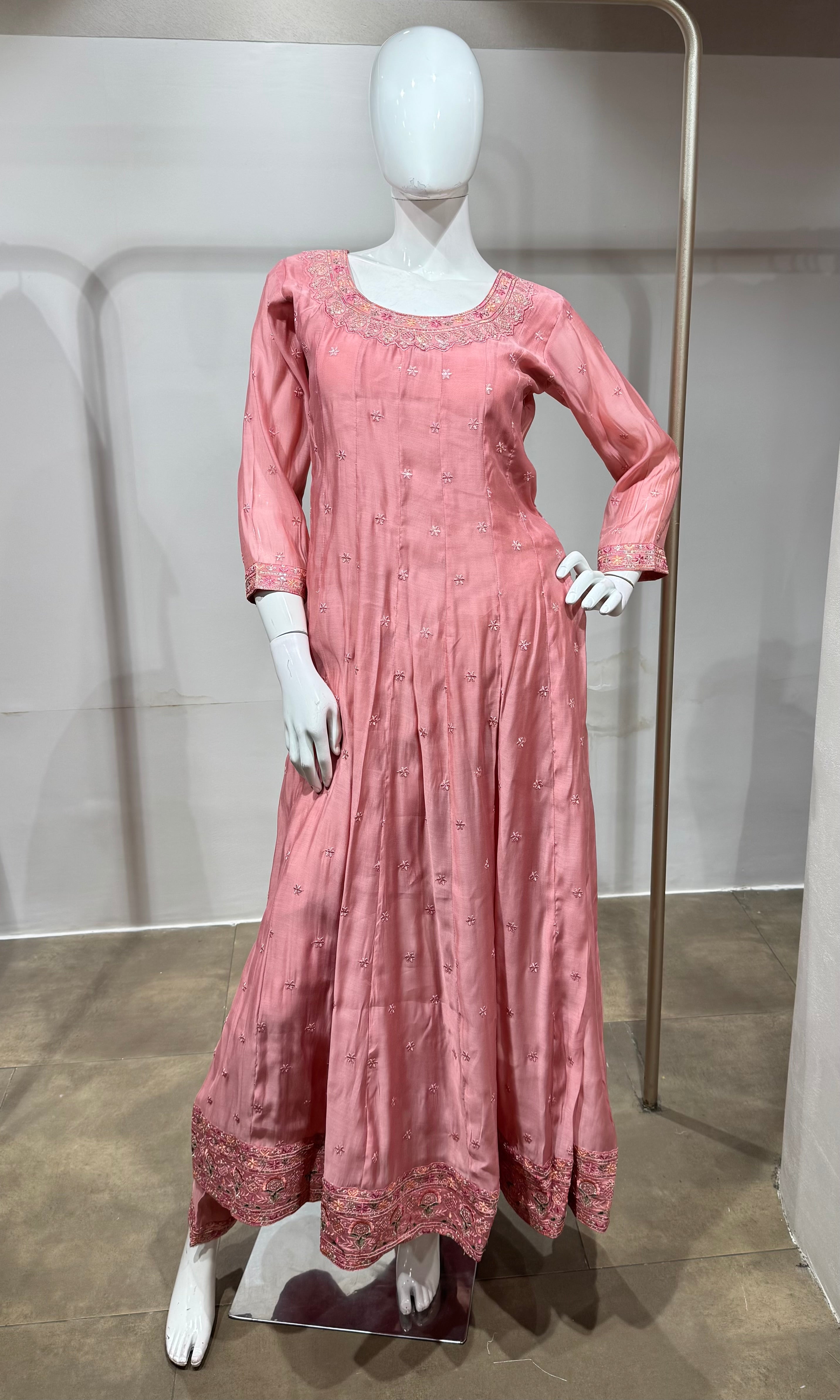 Blush Pink Embroidered Anarkali Kurta Set