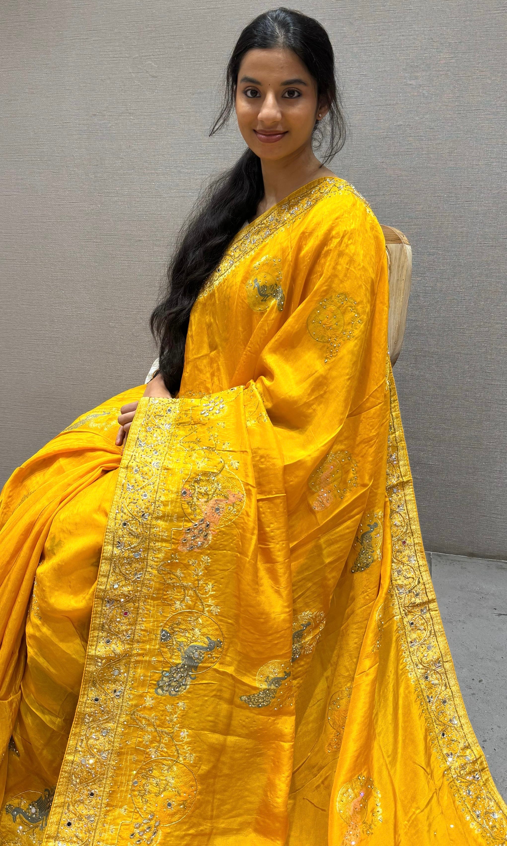 Gold Yellow Banarasi saree
