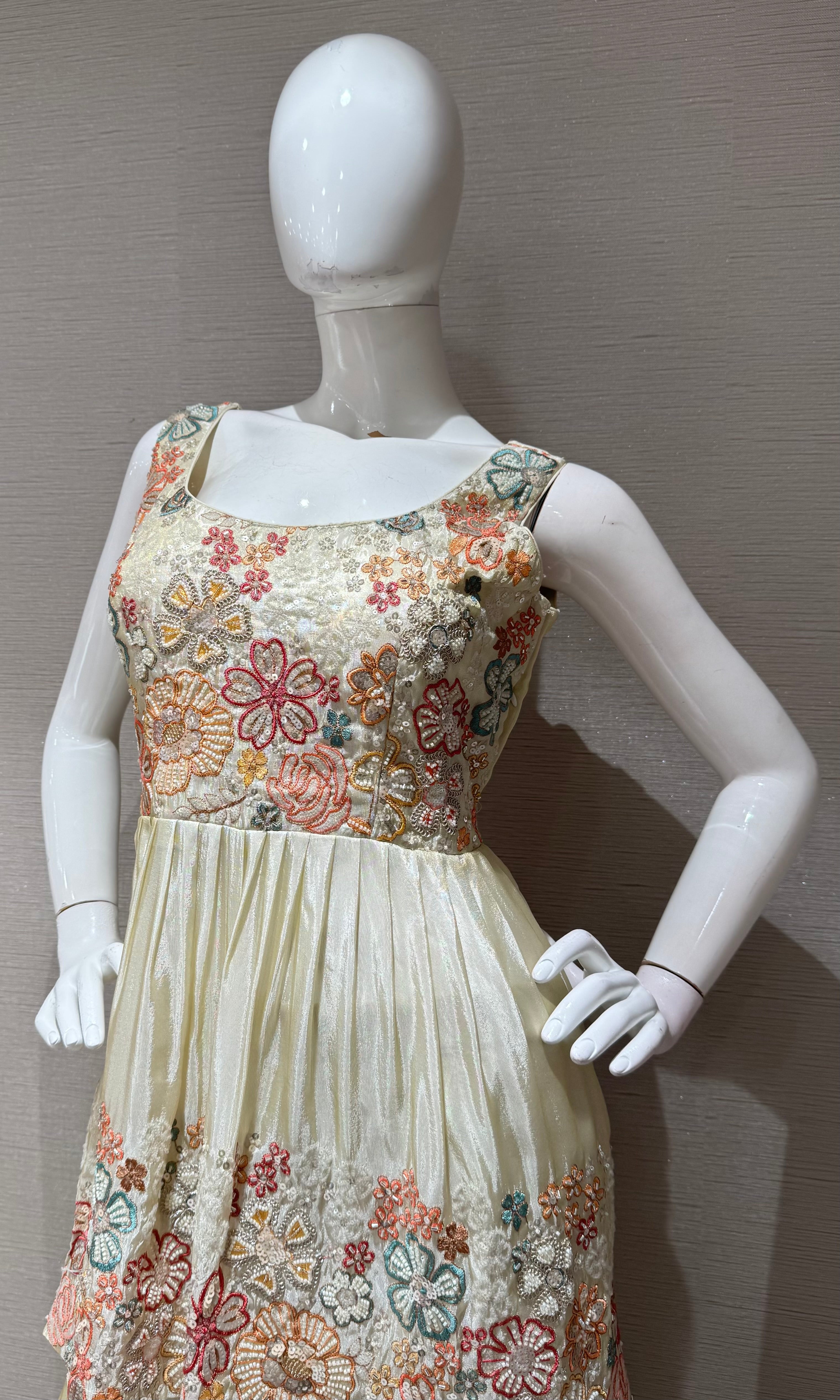 Cream floral peplum palazzo set