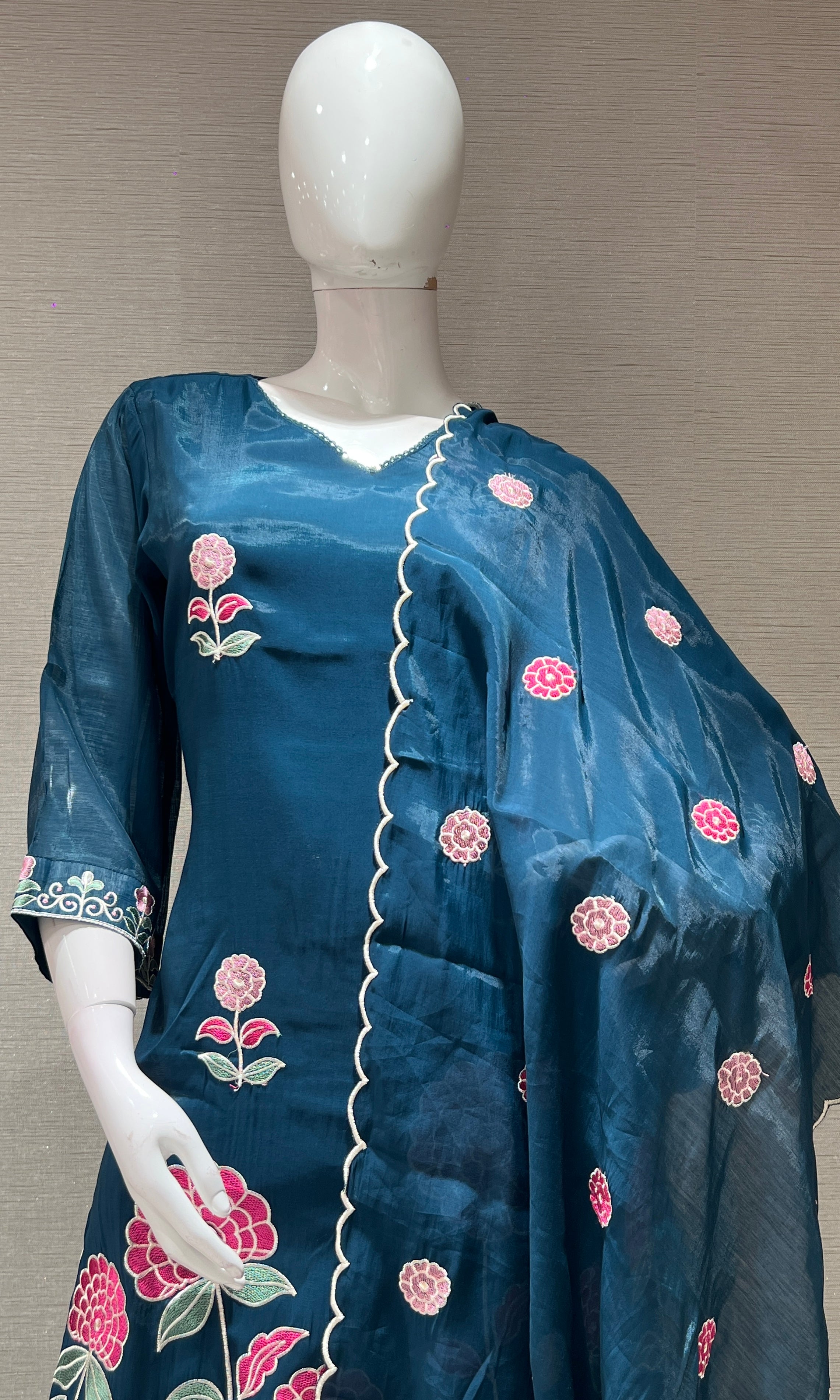 Navy blue FLORAL kurta set