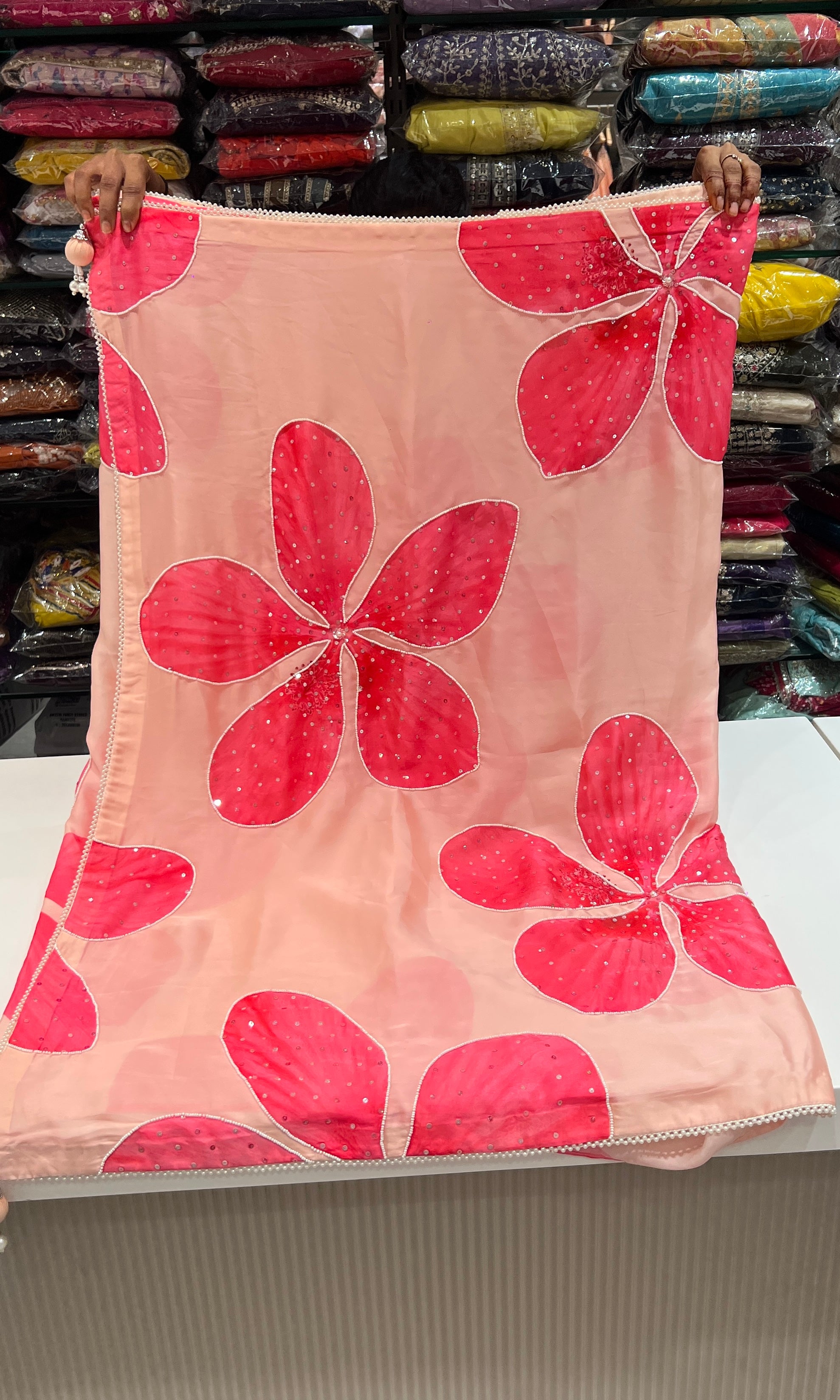 Baby pink saree with ready blouse