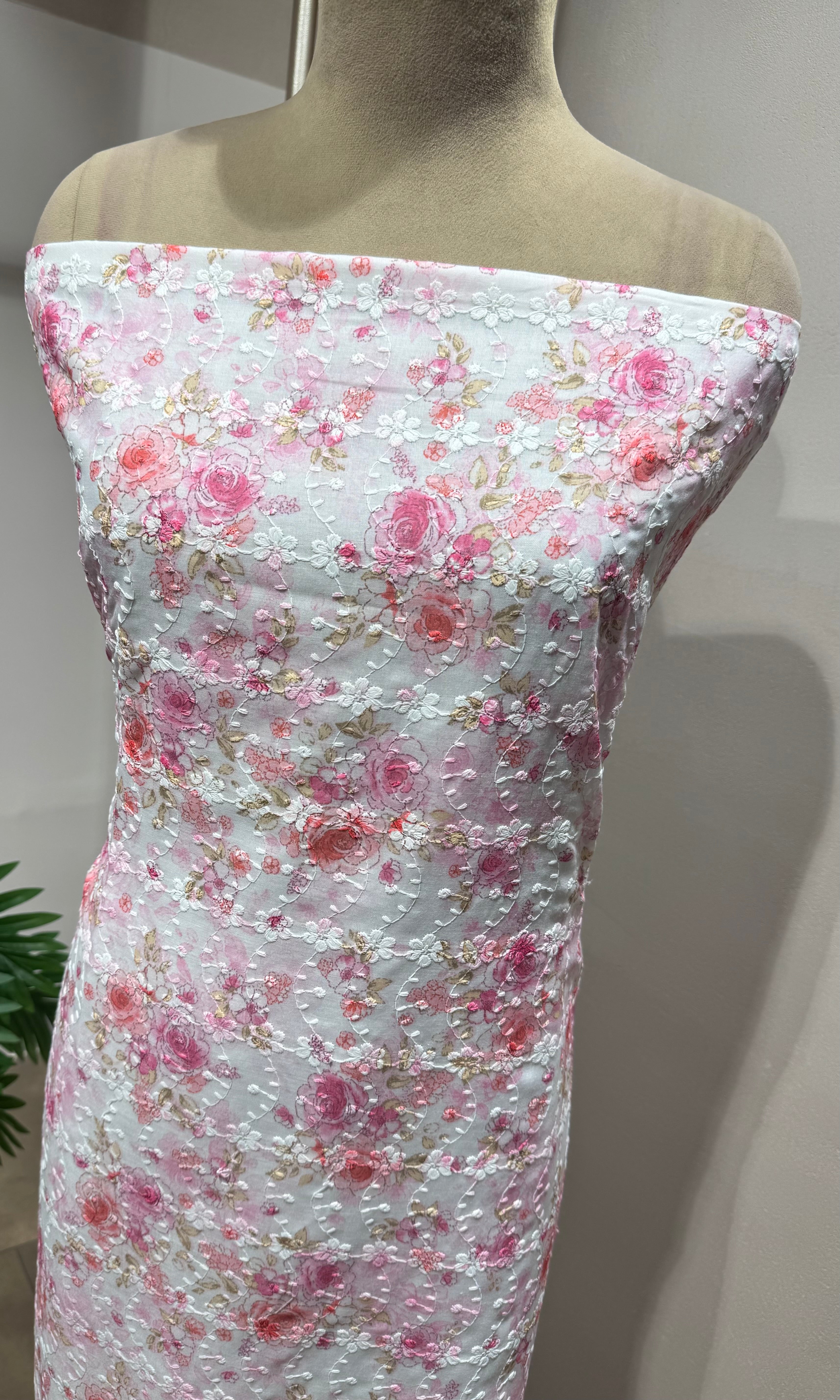 PINK floral dress material