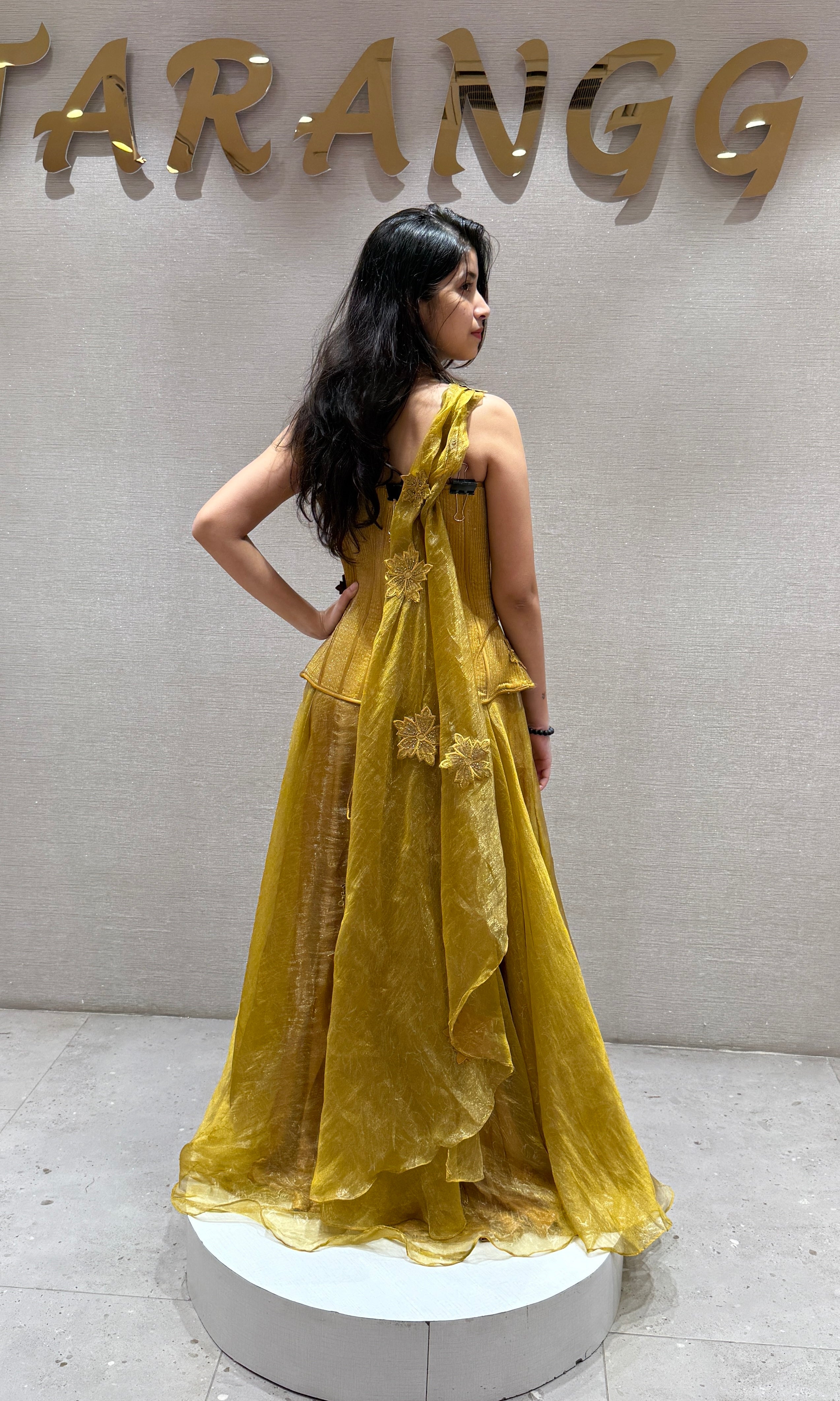 Golden Mustard yellow Corset Lehenga