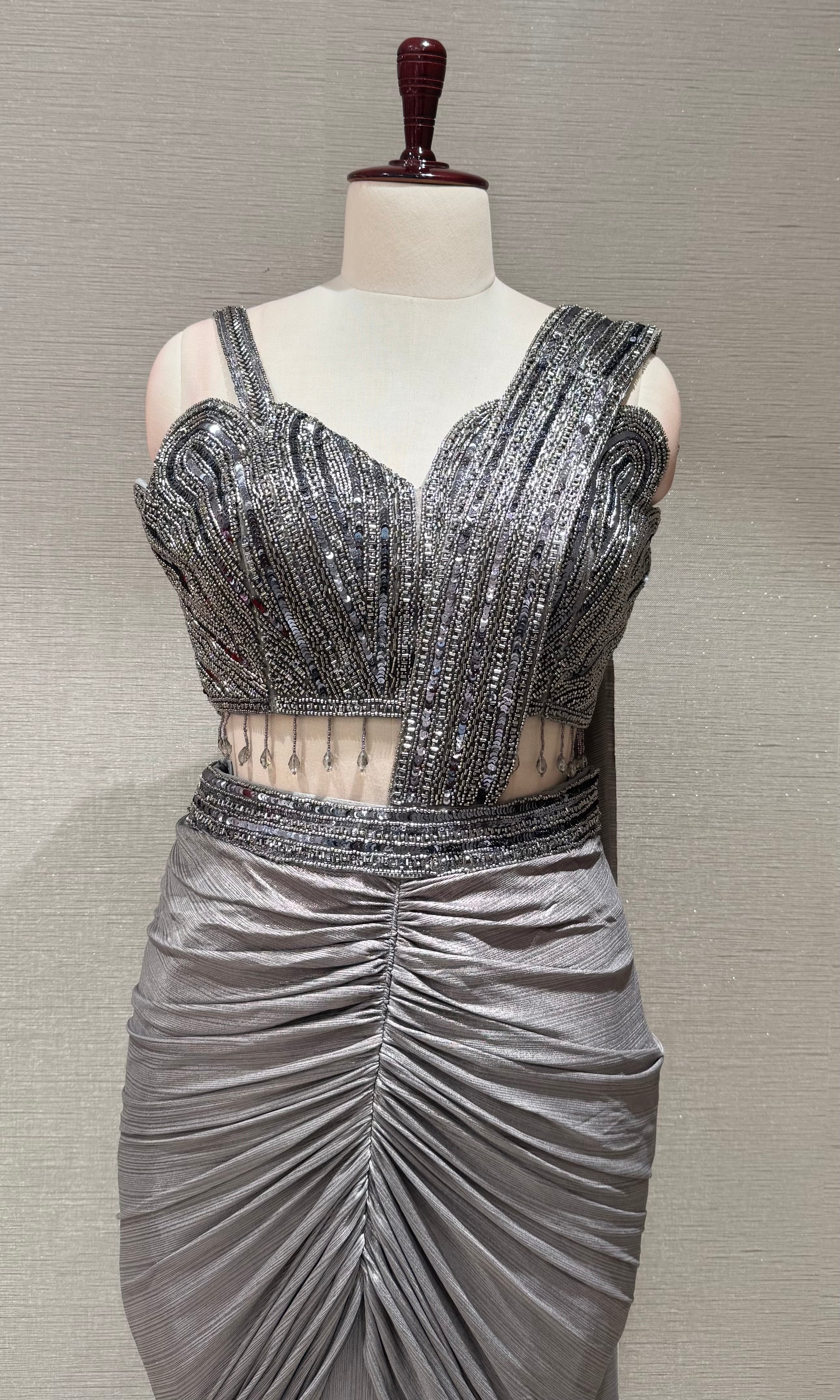 Grey Silver Sequin Sweetheart skirt with