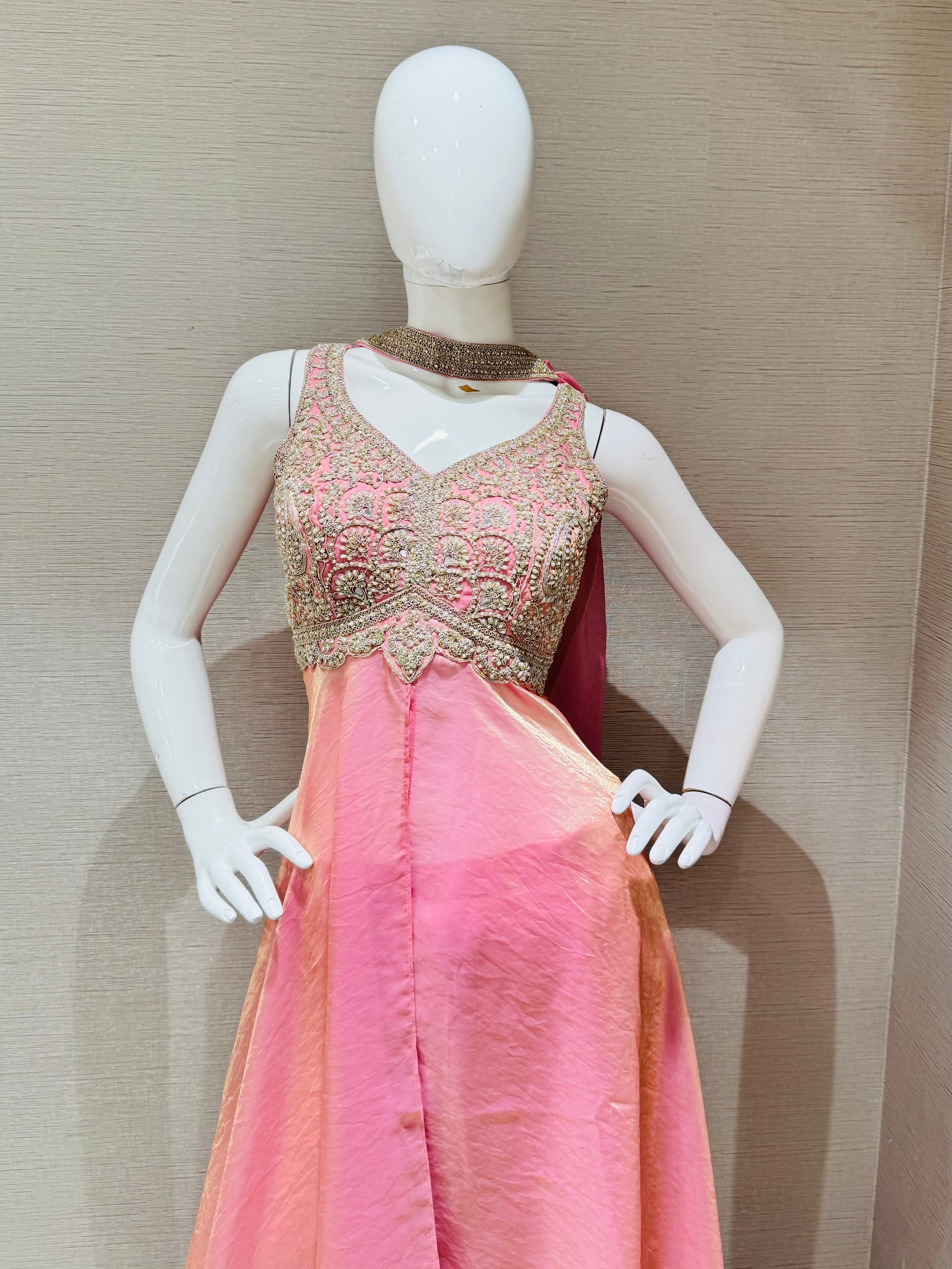 Blush Pink Shimmer Tissue Palazzo Set