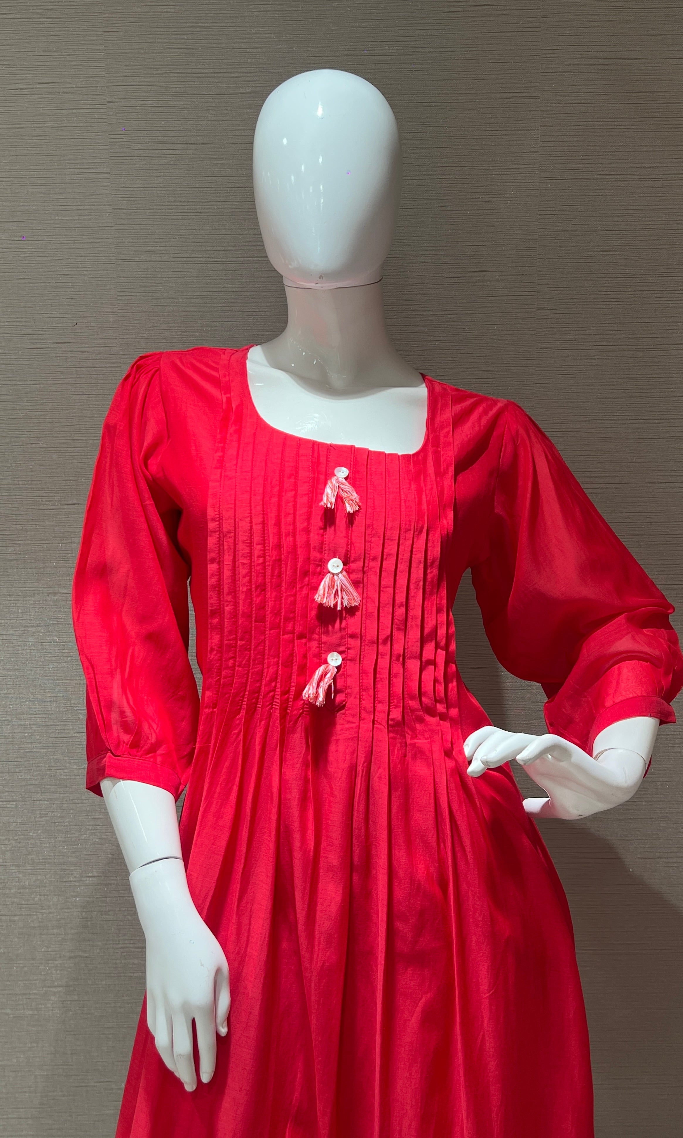 Rani pink mul chanderi kurta set