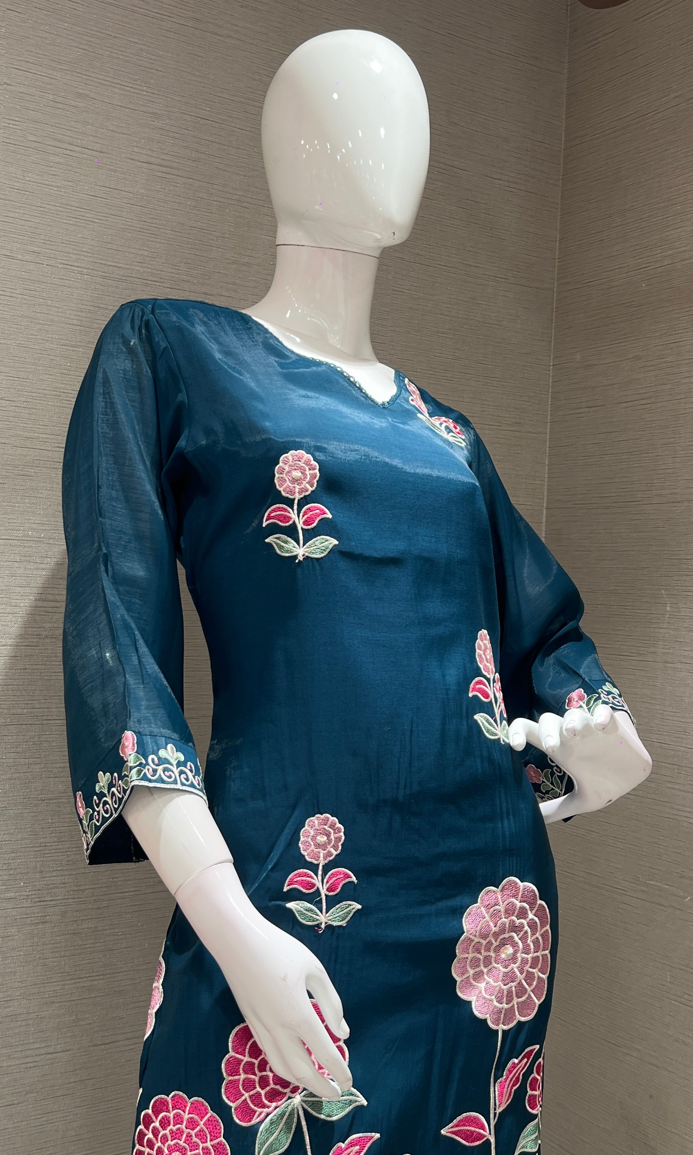Navy blue FLORAL kurta set