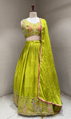 Lime Green Embroidered Lehenga Set