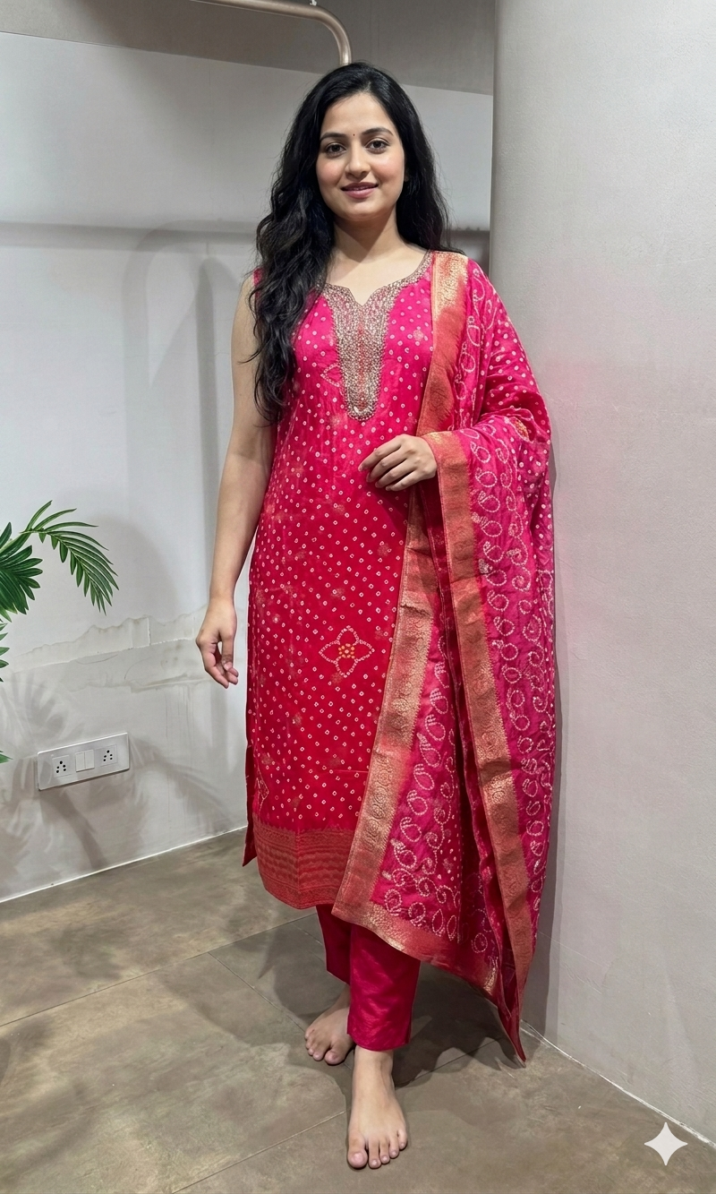 pink and gold ethnic kurta set