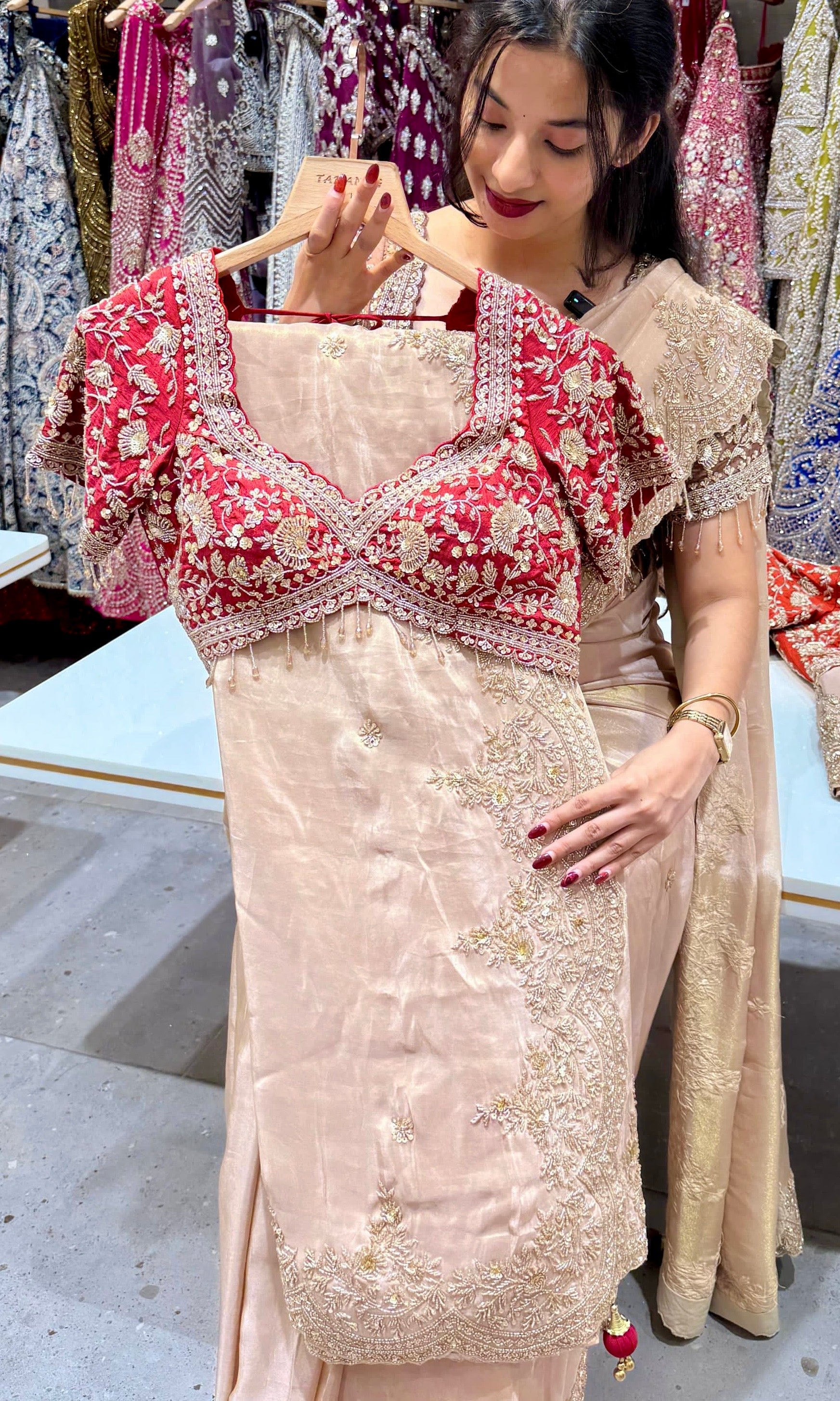 Red saree ready blouse