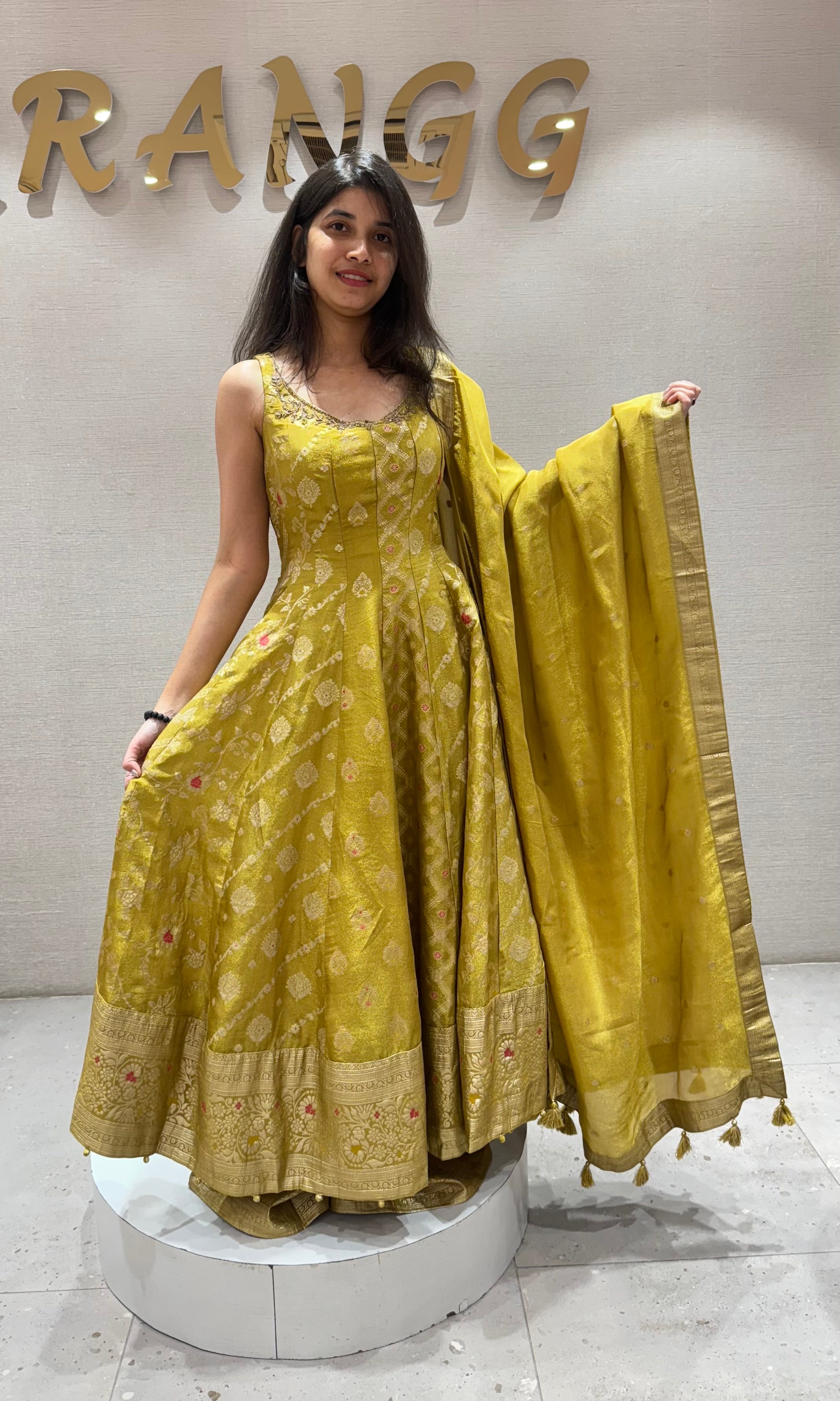 Mehandi green BANARASI ANARKALI SET