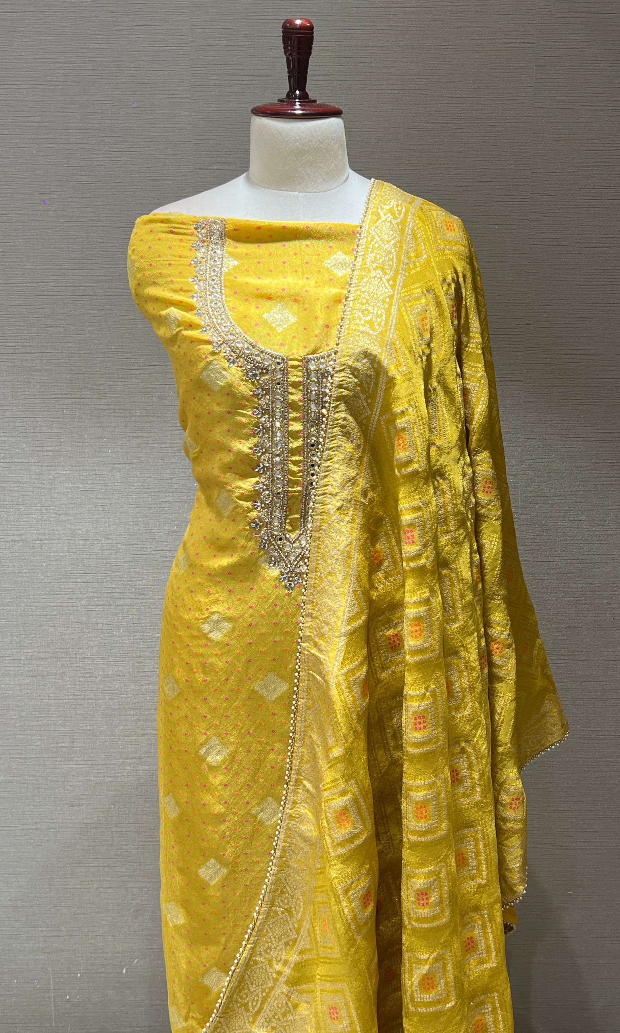 Yellow dress material (party wear)