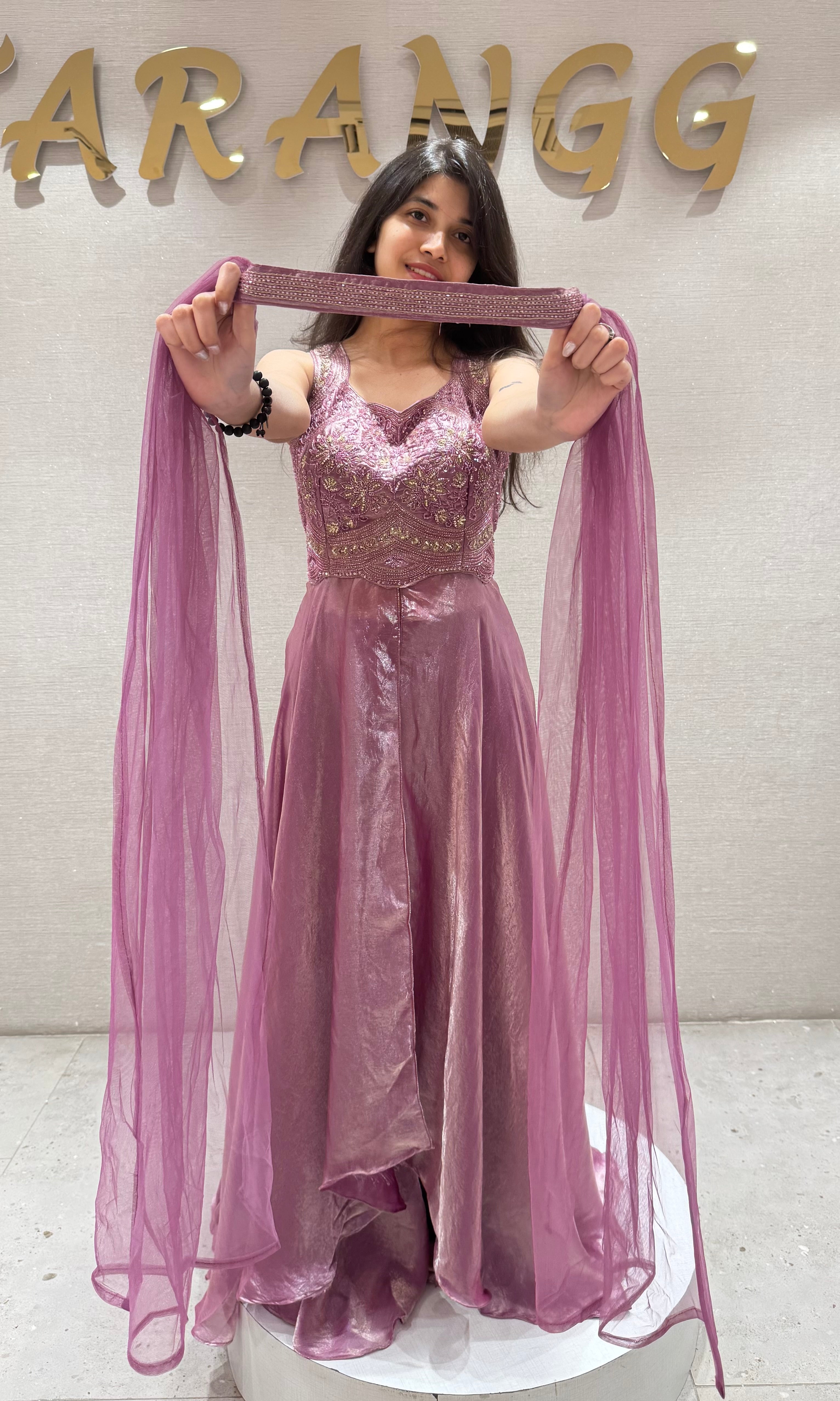 Onion pink LONG ANARKALI SET