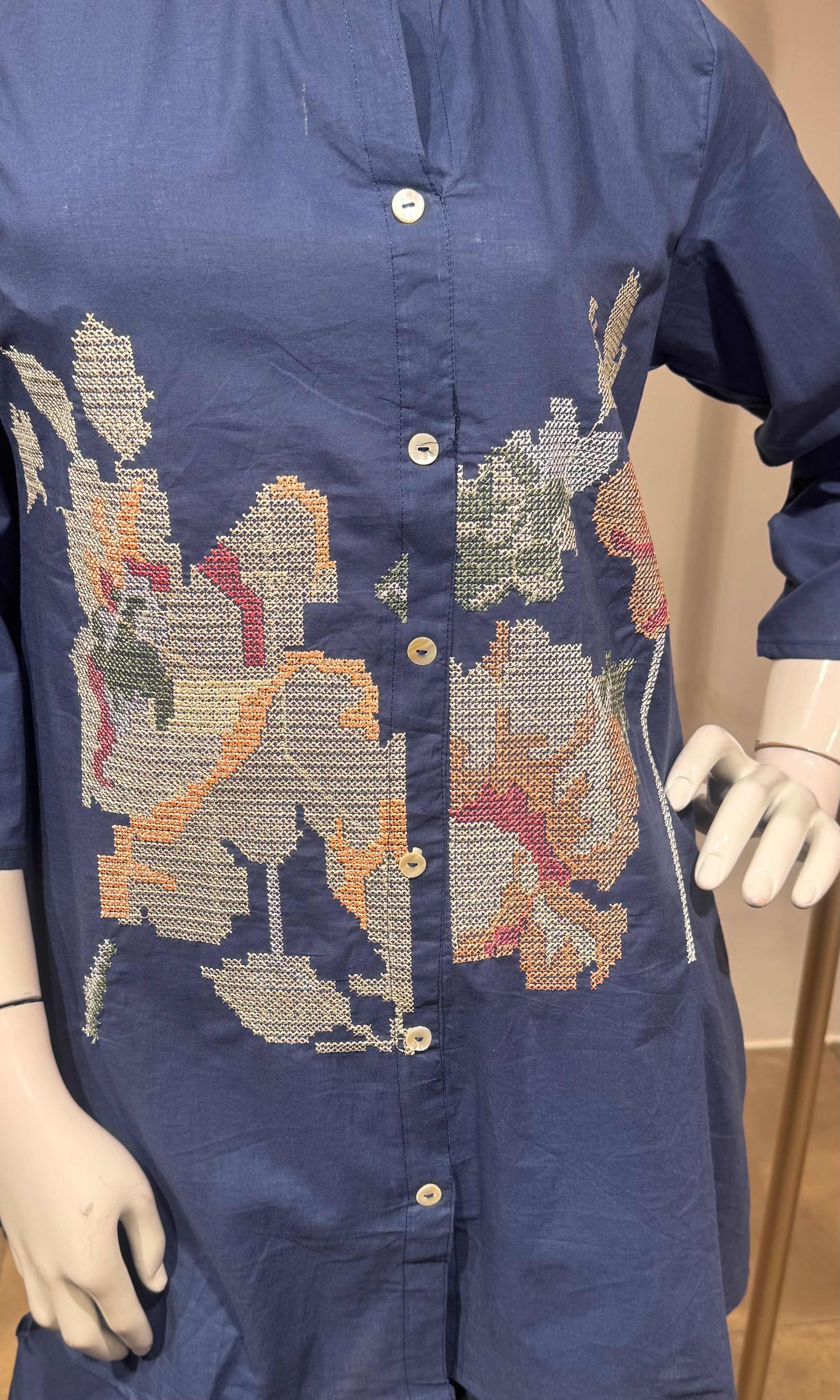 Blue Floral Embroidered Co-Ord SET