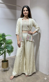 Cream crop top palazoo with jacket