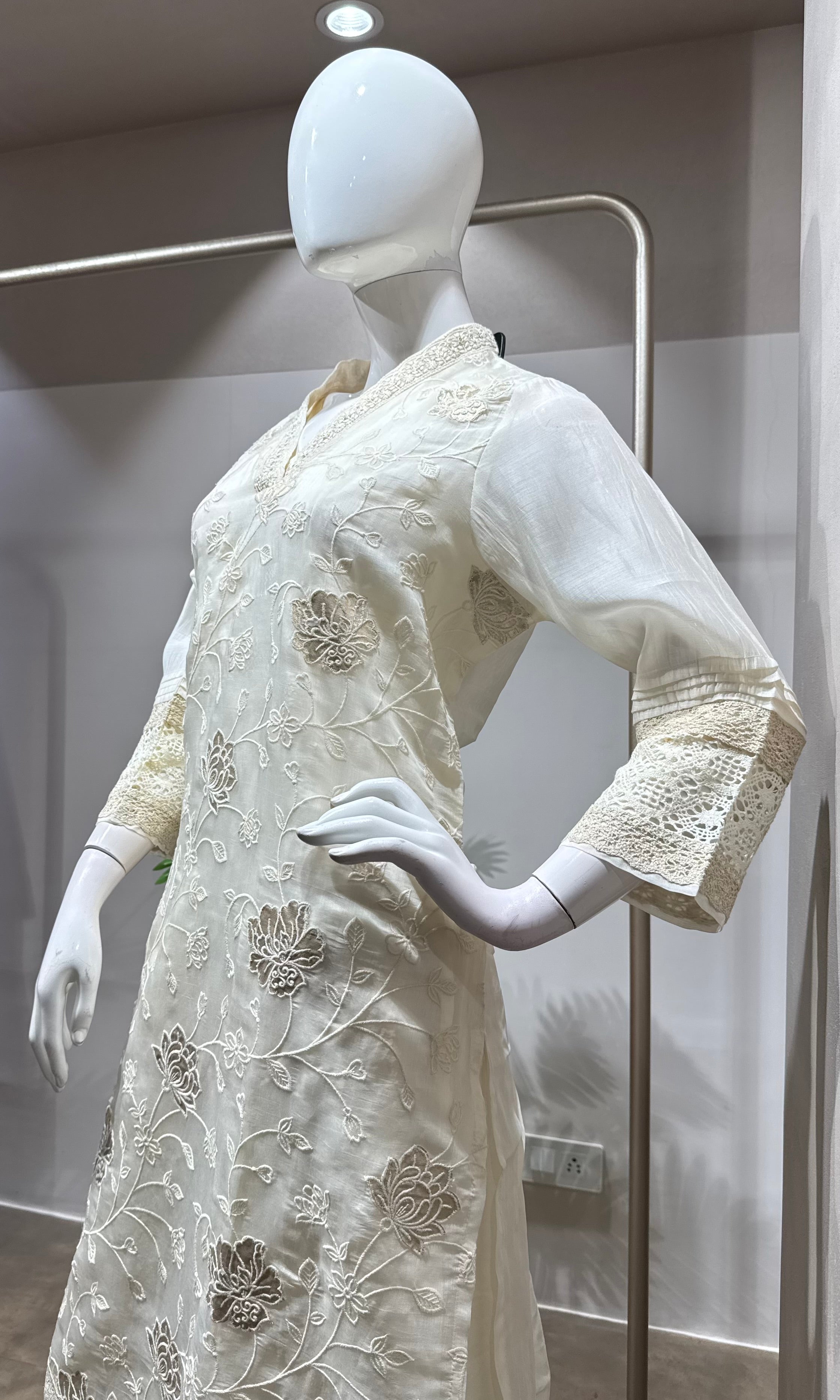 Mustard Cotton Chikankari KURTA Set