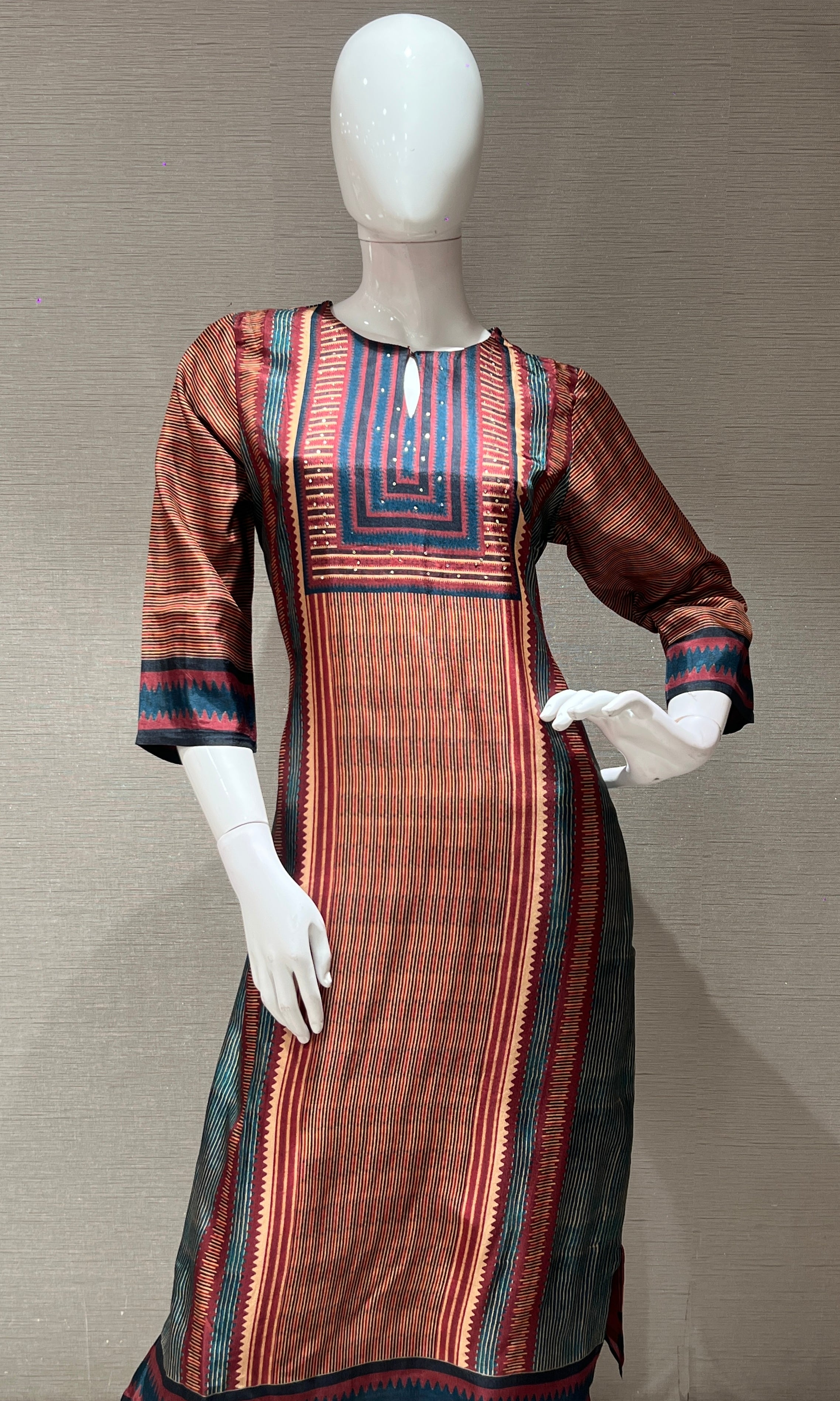 multi printed kurta with dupatta