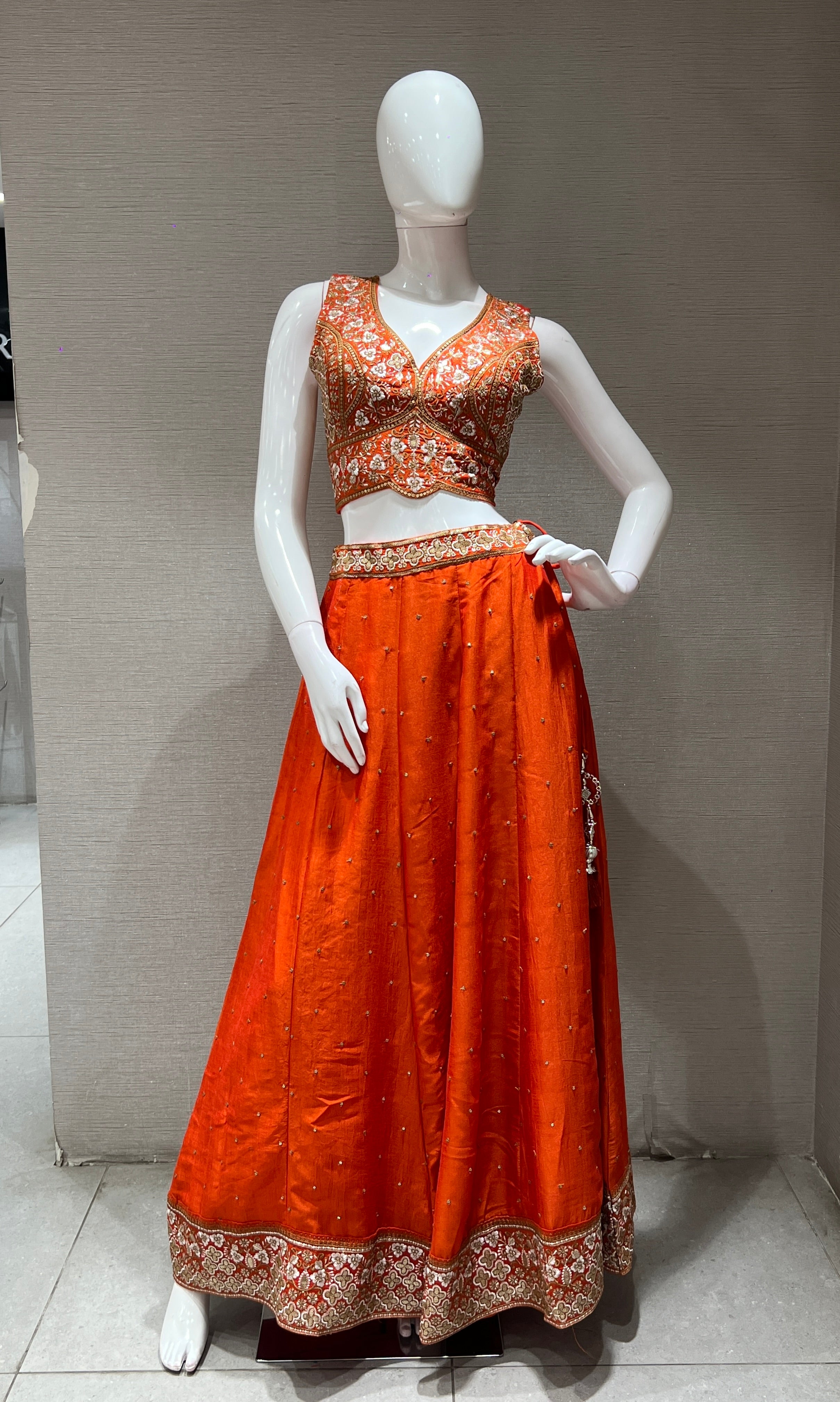 Rust golden embroidered Lehenga