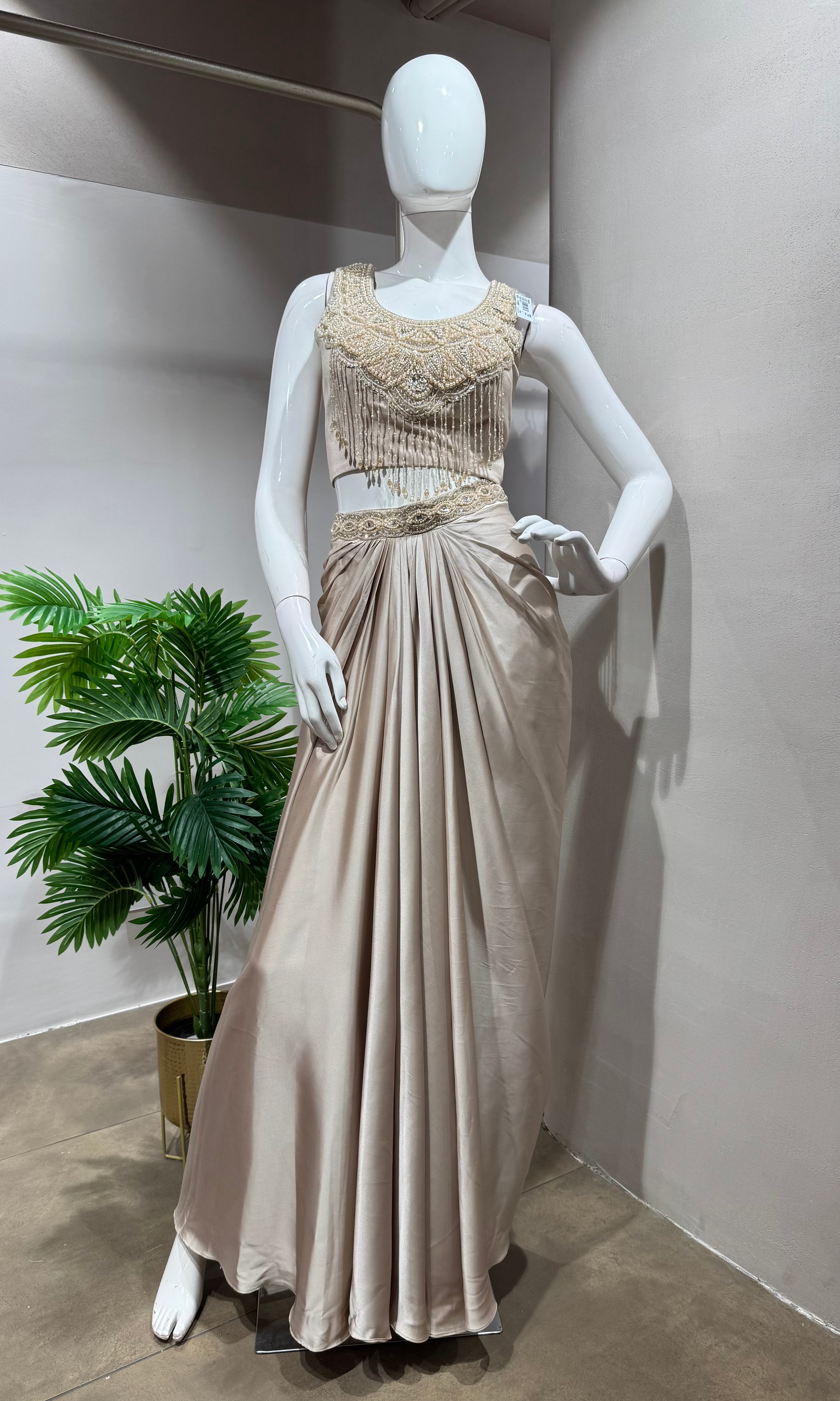 BEAGH DRAPED SKIRT WITH EMBROIDERED BLOUSE