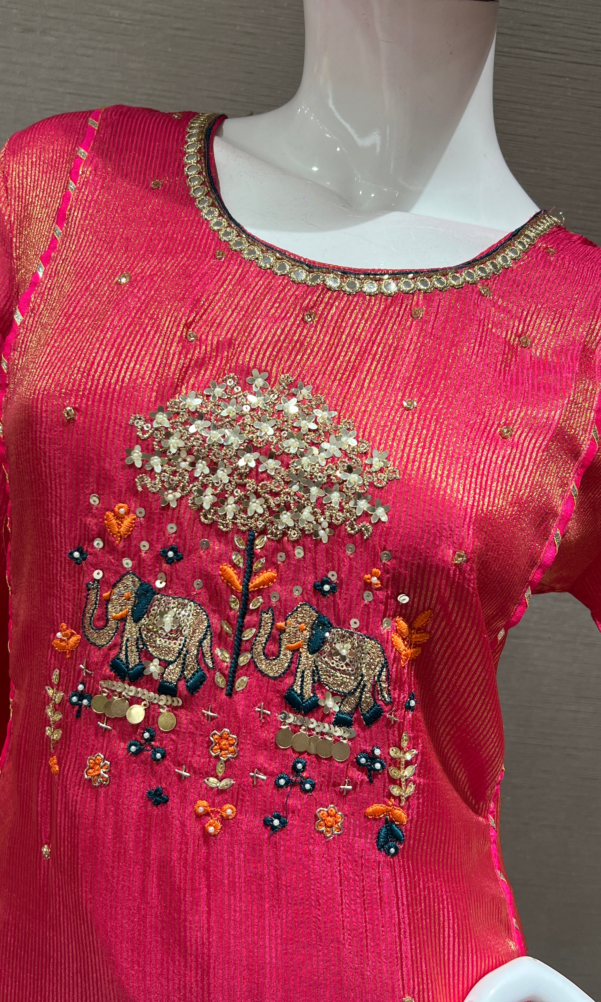 pink EMBROIDERED kurta set with dupatta