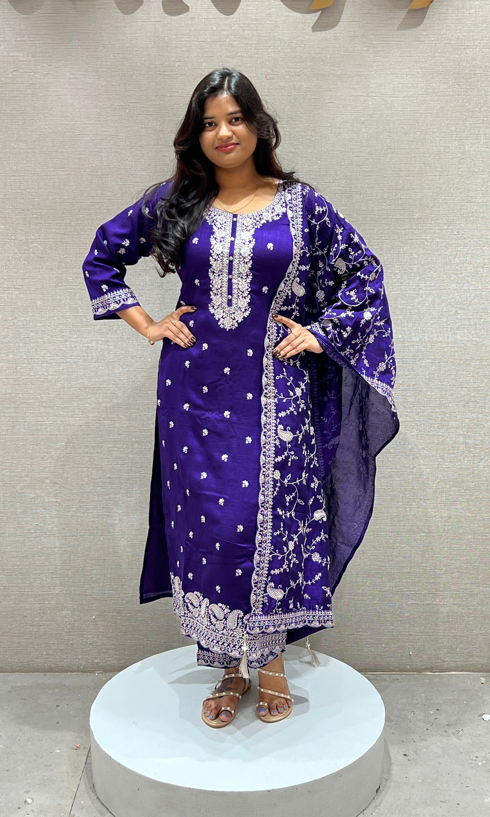 Royal Purple Embroidered kurta set