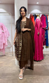 brown Silk Embroidered Zari Kurta Set