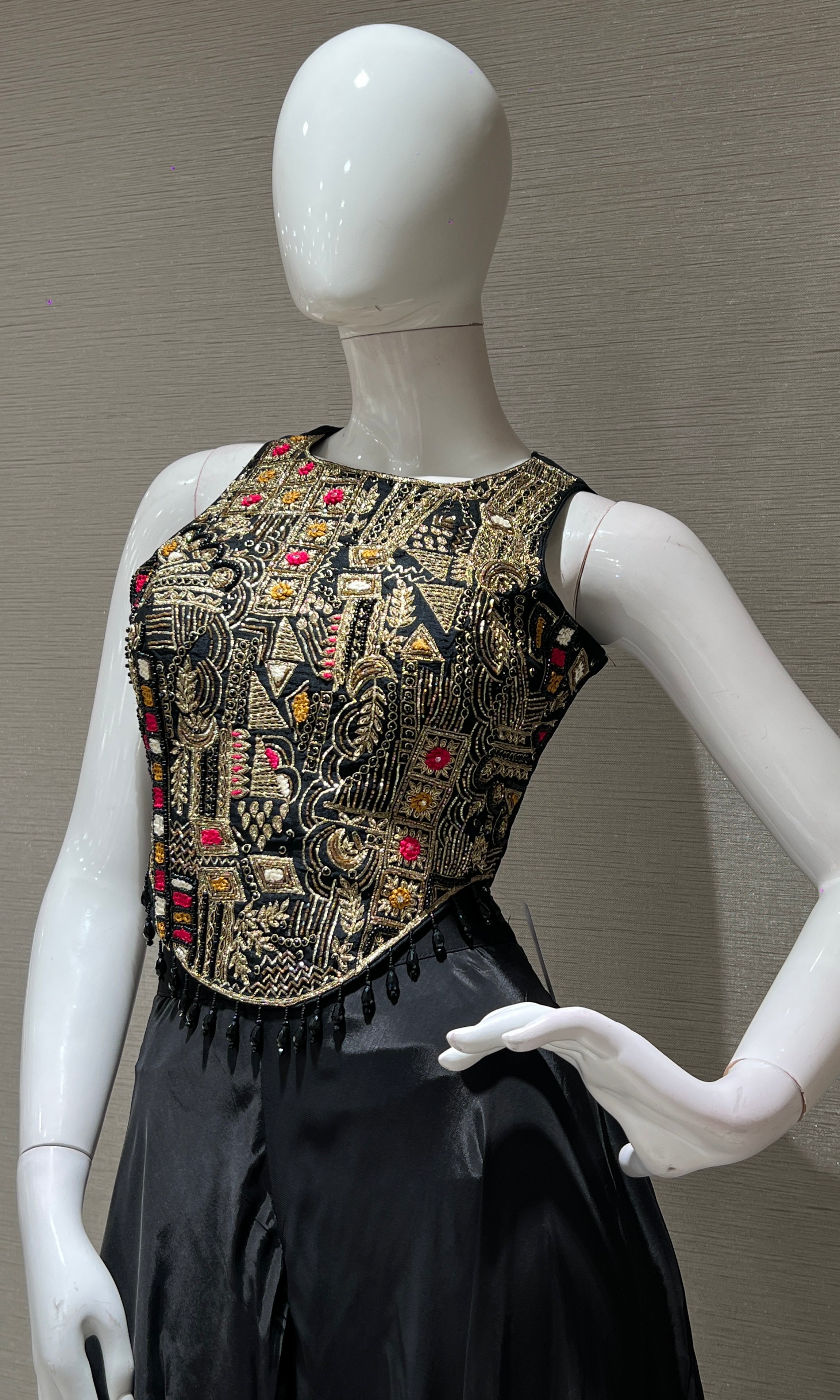Black Gold Embroidery palazzo set