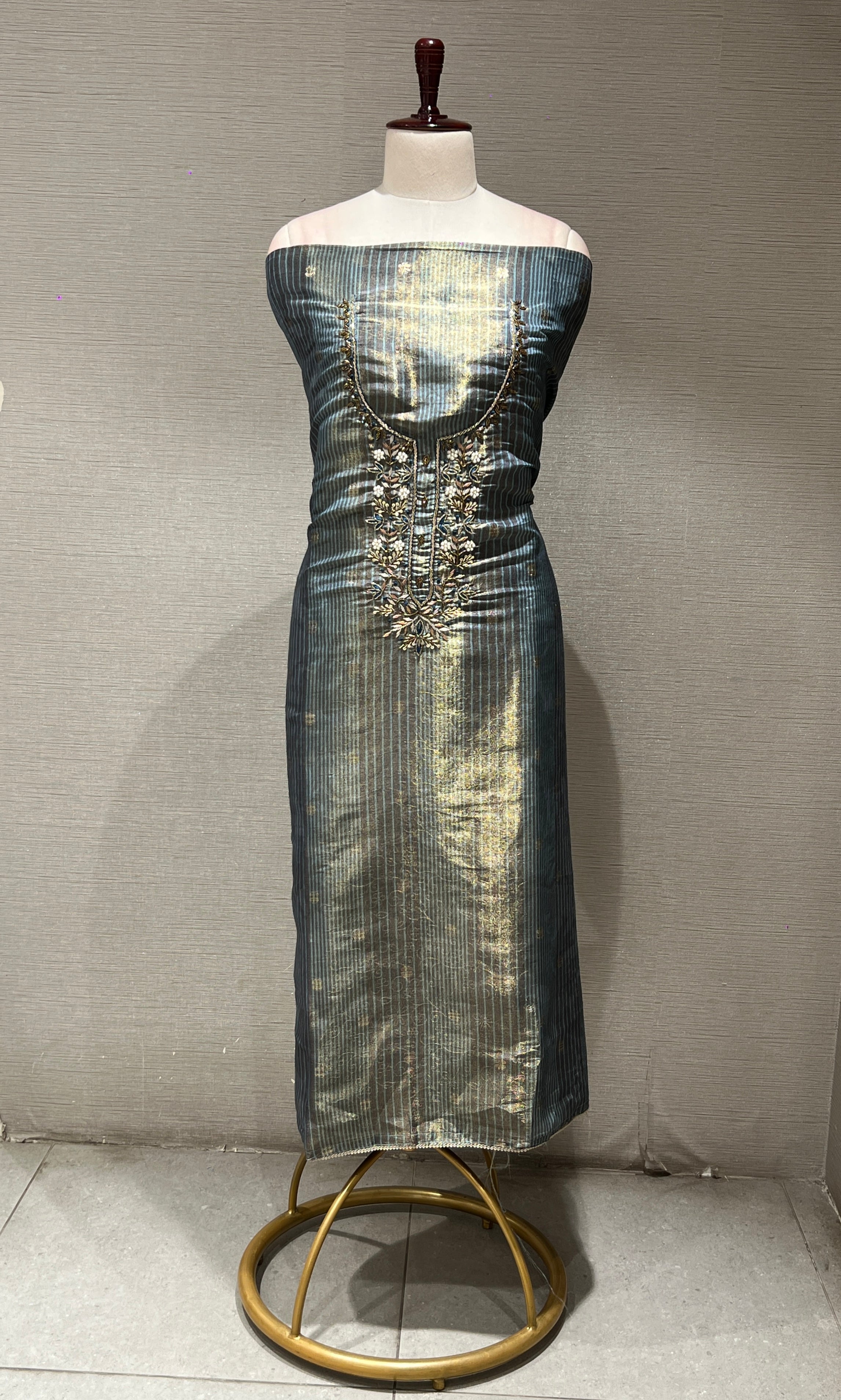 Navy blue floral dress material