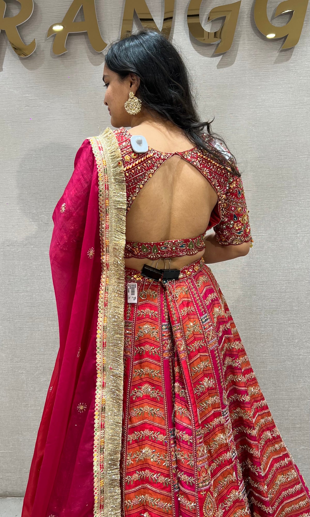 Red Multi Brocade Lehenga with Heavily Embroidered Choli Set