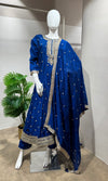 BLUE GOLDEN EMBROIDERY ANARKALI SET