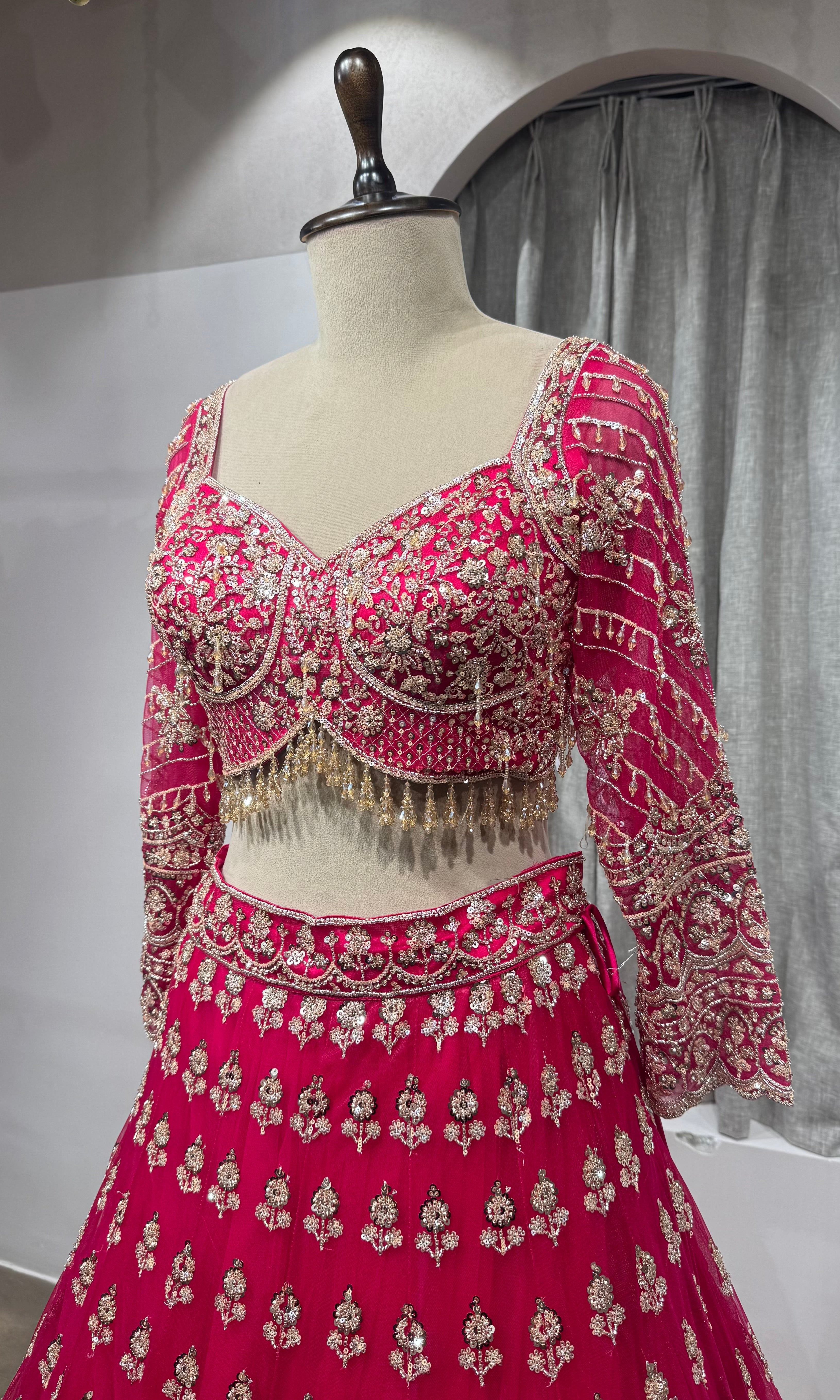 Rani Pink Intricate embroidered Lehenga