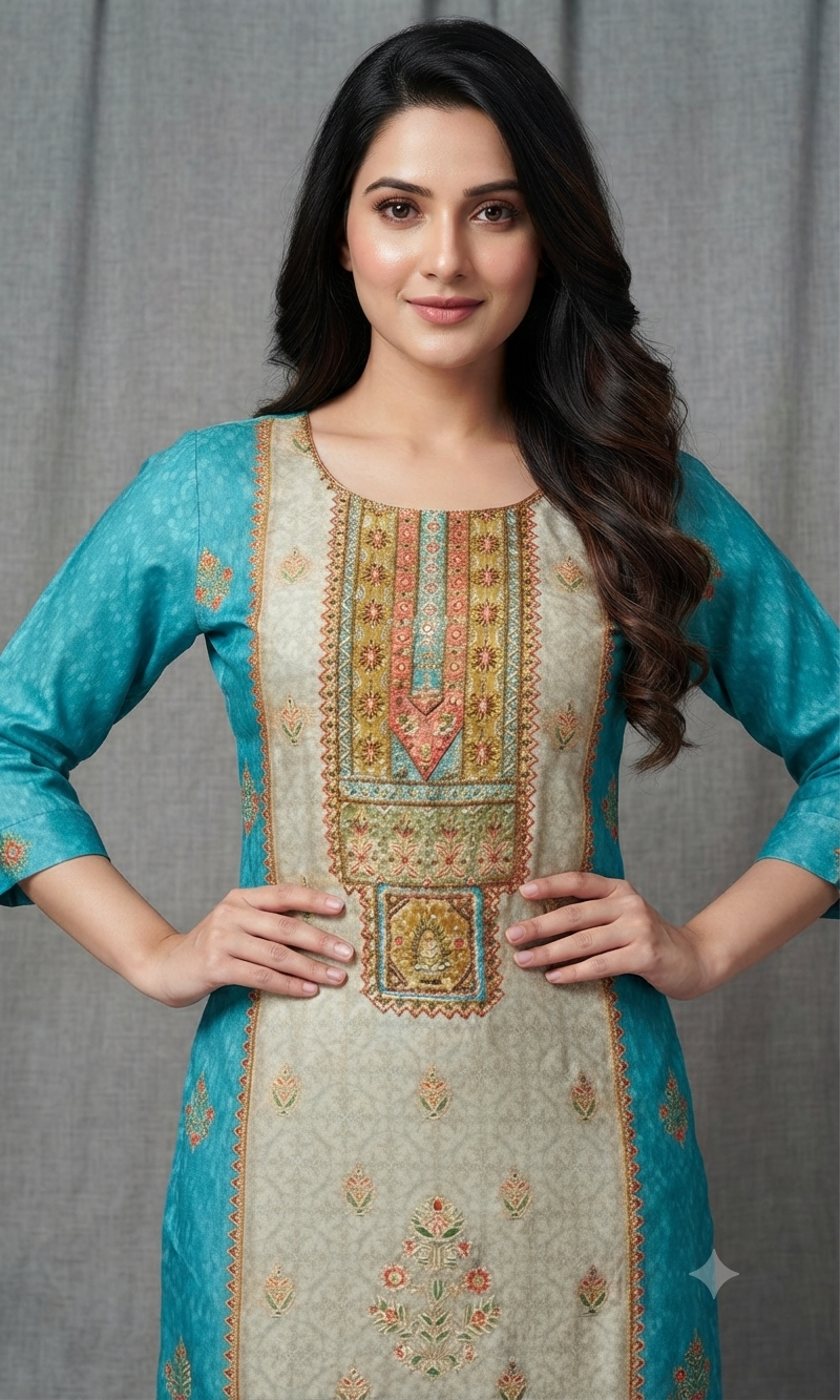 Blue ethnic printed kurta set