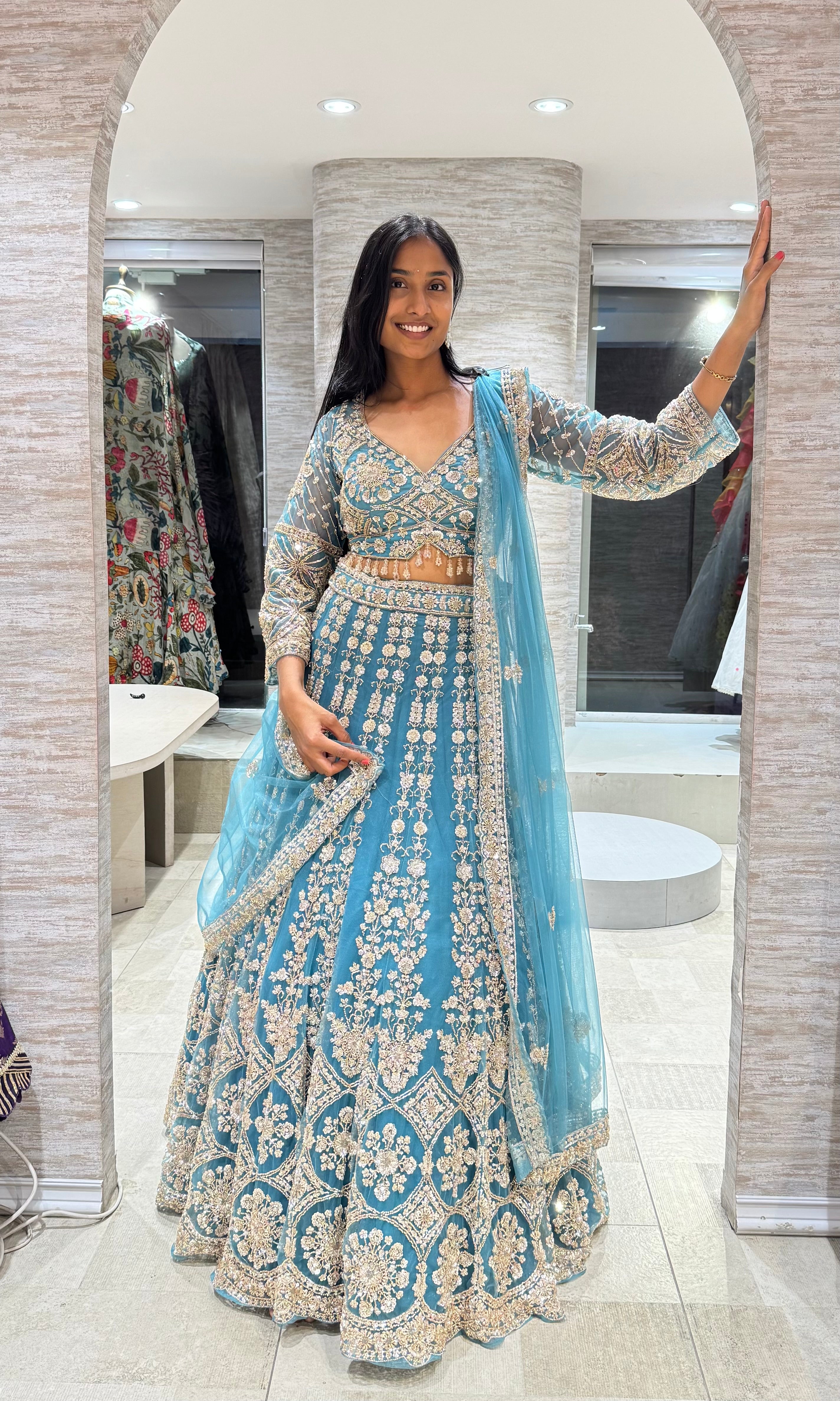 SEA GREEN INTRICATE EMBROIDERED LEHENGA