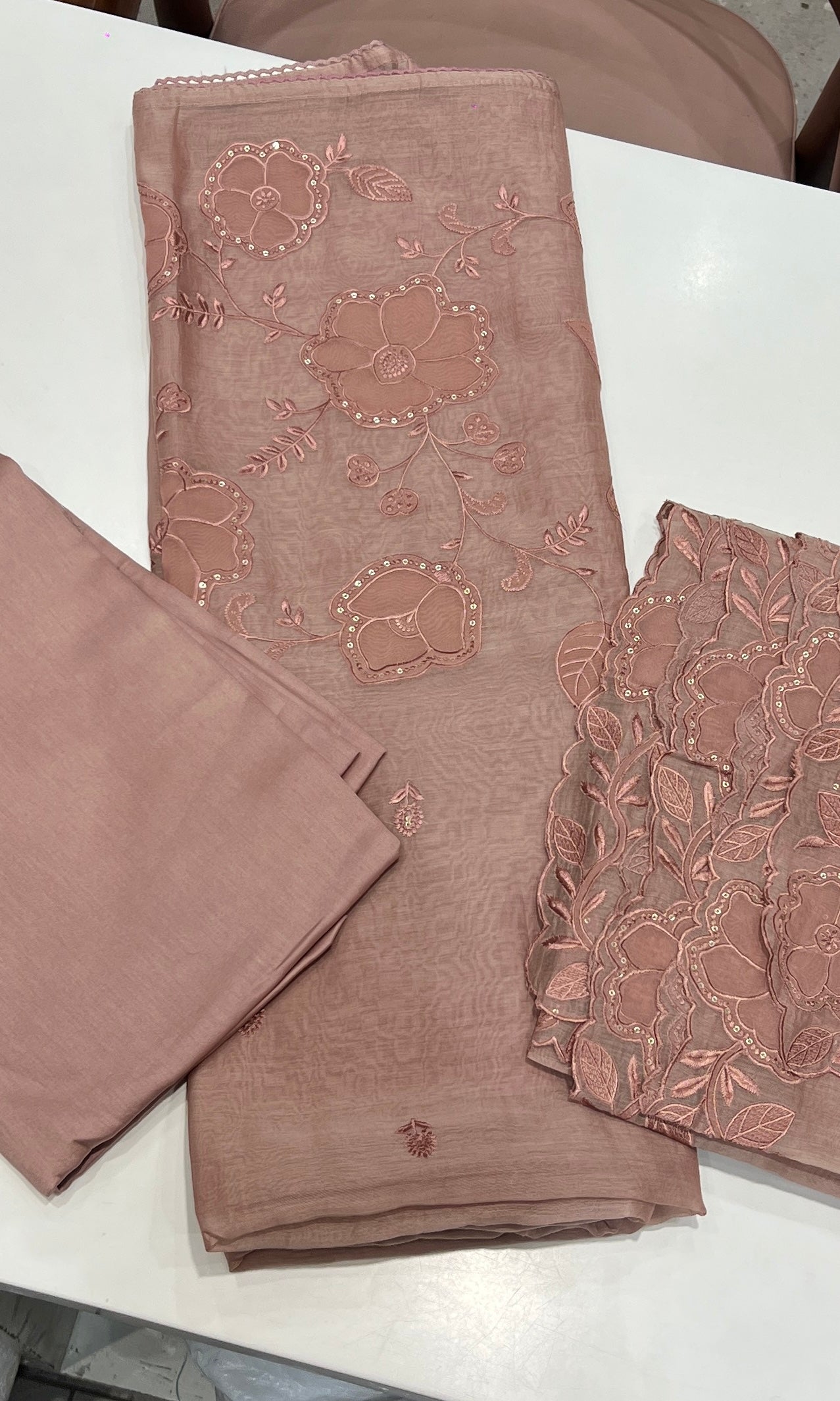 Peach FLORAL dress material