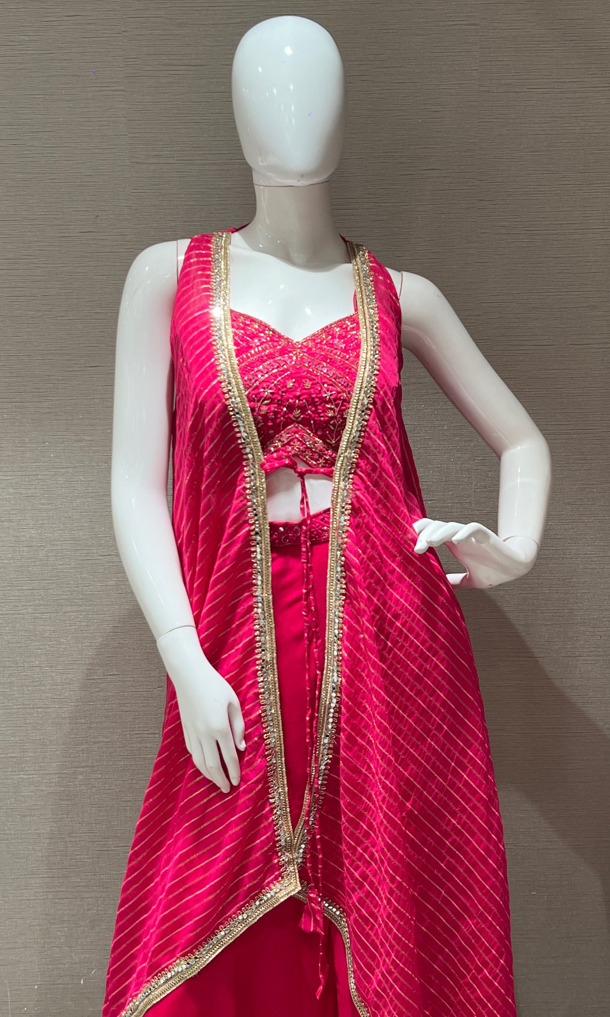 Pink palazzo with cape